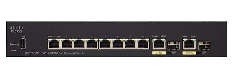 SPÍNAČ ŘÍZENÝ CISCO SF352-08p 8-PORT 10/100 POE