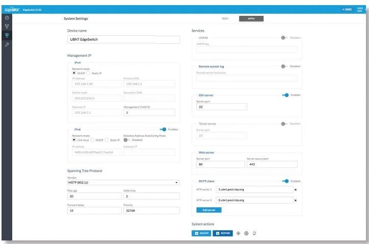 ES-16-XG gui ubiquiti EDGEMAX EDGESWITCH