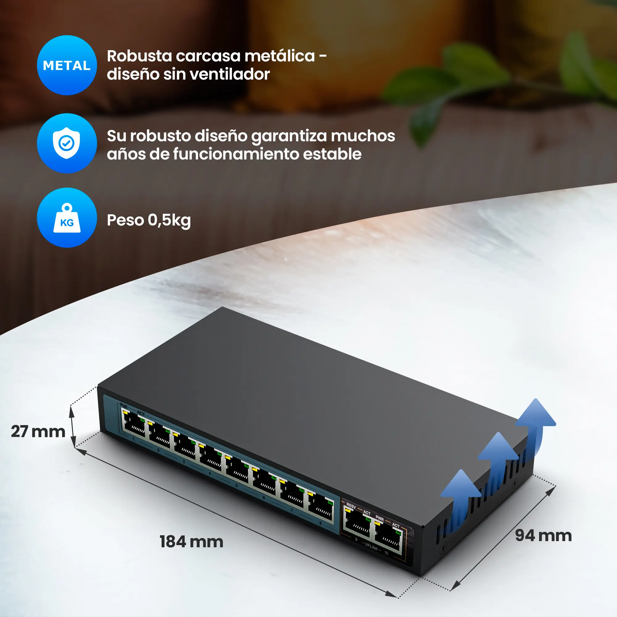 EXTRALINK CERES EX-SF1008P CONMUTADOR POE DE 8 PUERTOS 10-100MBPS
