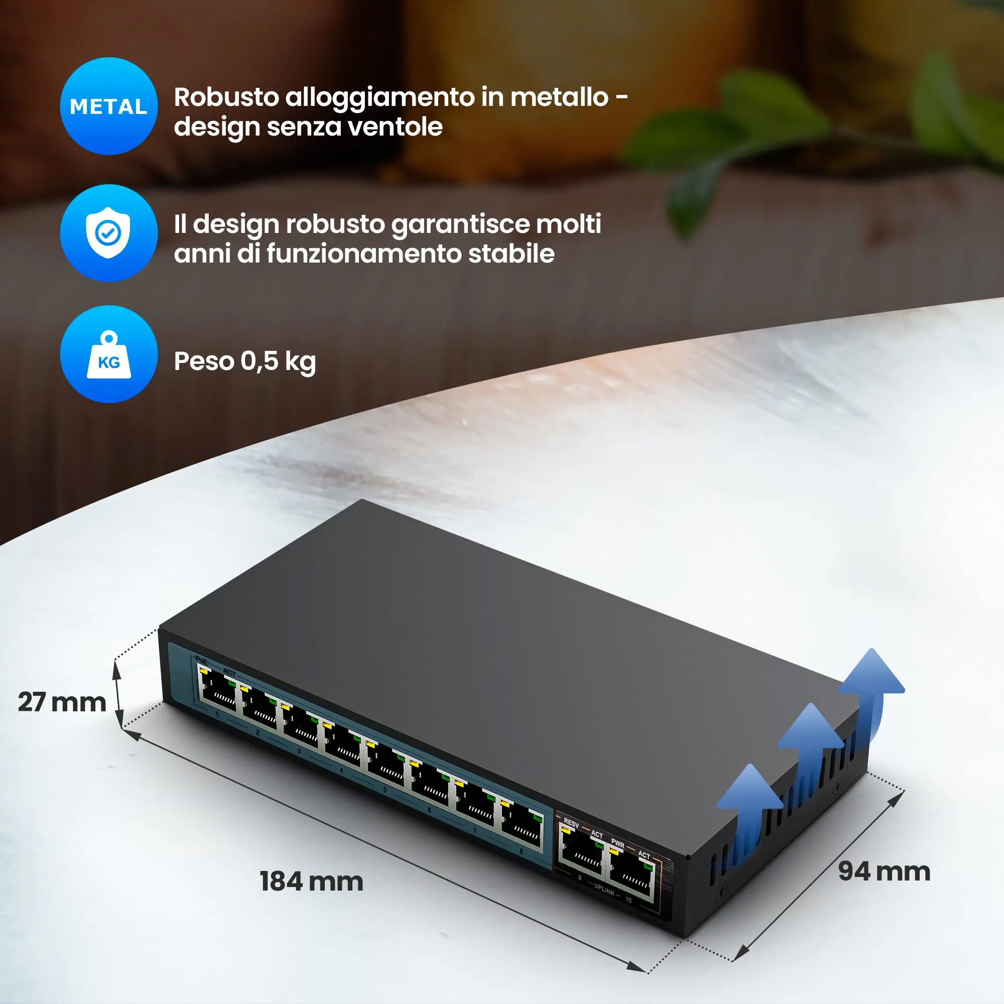 EXTRALINK CERES EX-SF1008P SWITCH POE 8 PORTE 10-100MBPS