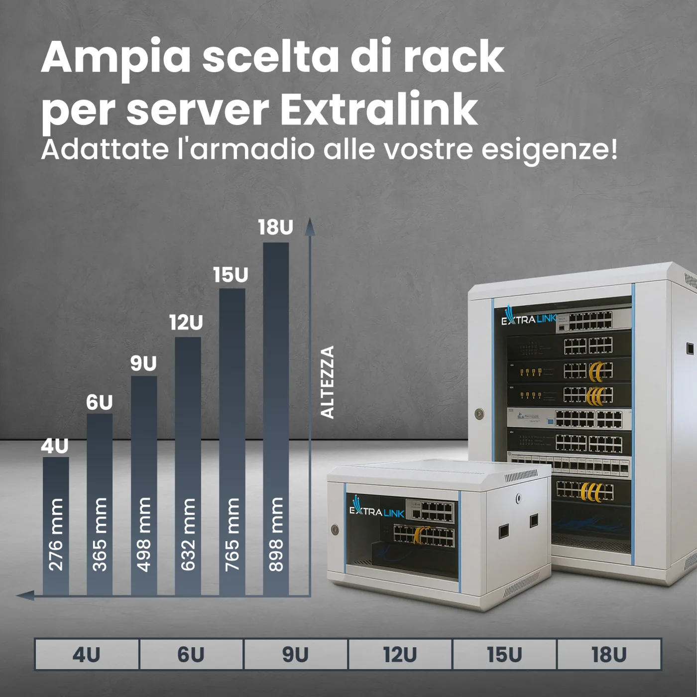 Extralink 12U 600x600 grigio | armadio rack | montaggio a parete