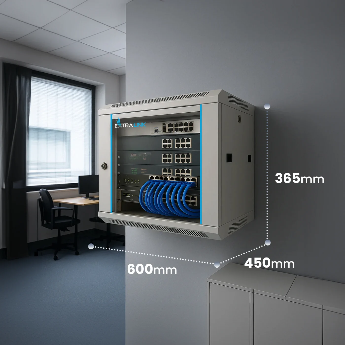 EXTRALINK 6U 600X450 WANDMONTIERT