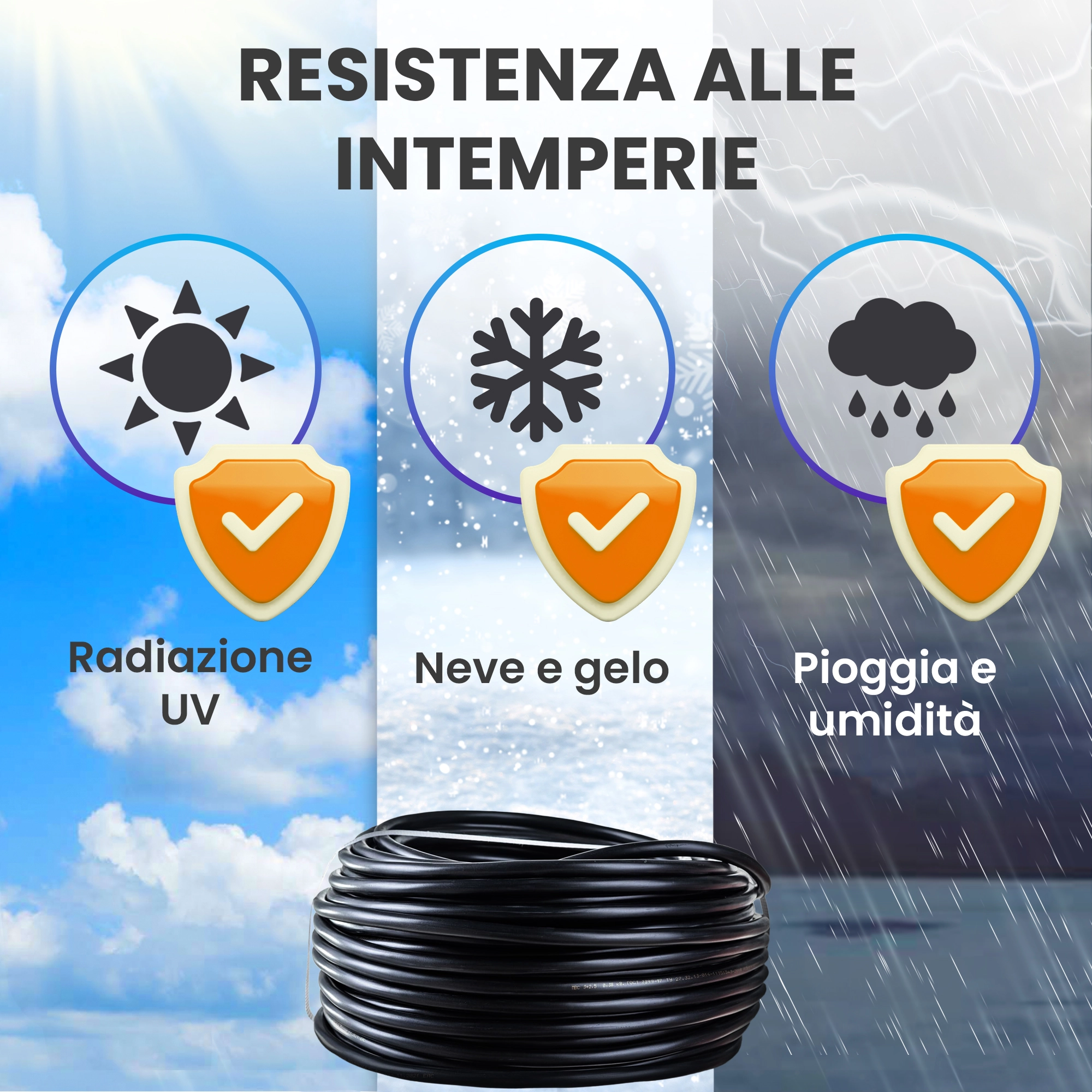 Cavo Extralink nero per esterni resistente alle intemperie: resistente al sole, al gelo e alla pioggia/temporale