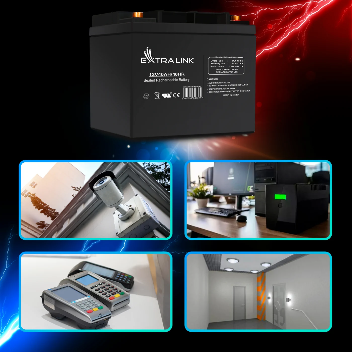 EXTRALINK PIORUN 600VA/480W + EXTRALINK AGM 12V 40AH ACCUMULATOR