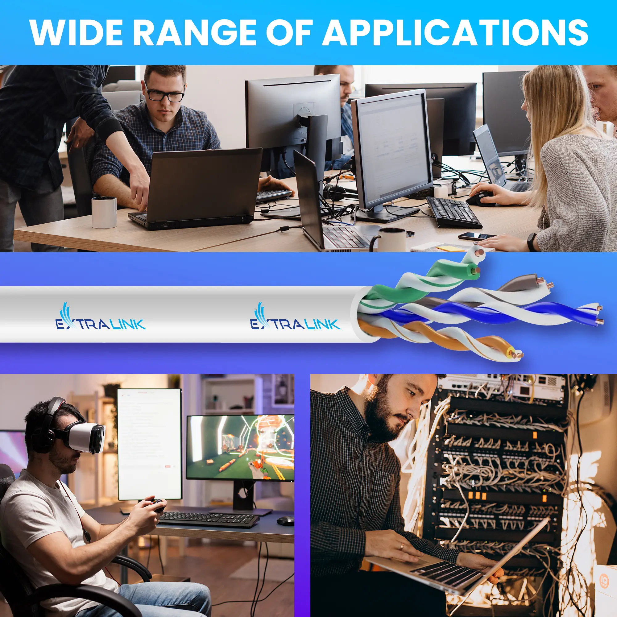 EXTRALINK CAT5E UTP (U/UTP) V2 INDOOR TWISTED PAIR 50M