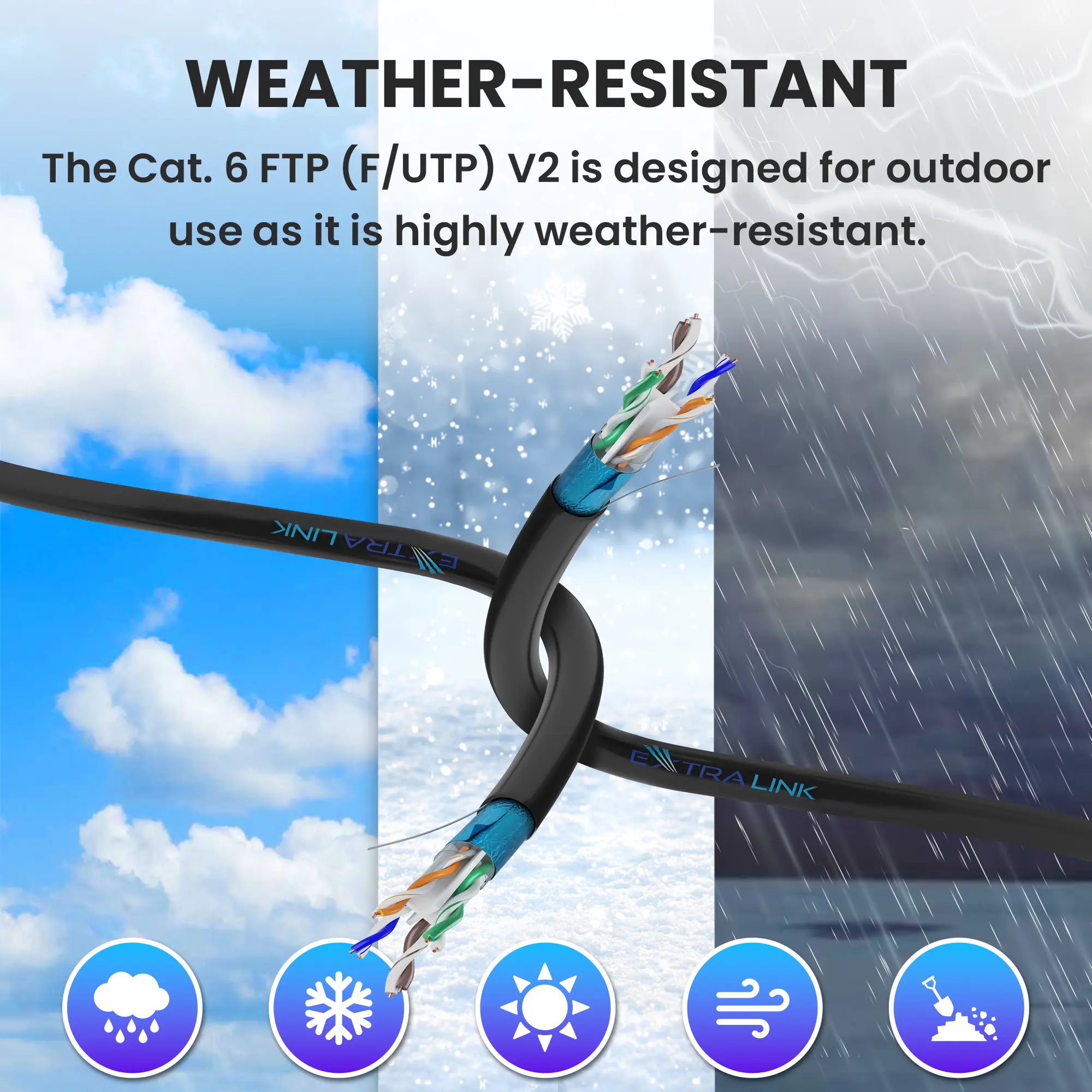EXTRALINK CAT6 FTP (F/UTP) V2 DIŞ MEKAN BÜKÜMLÜ ÇİFT 25M
