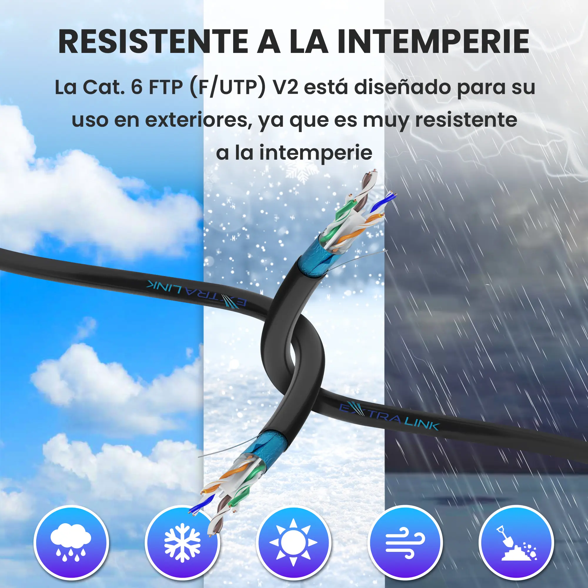 EXTRALINK CAT6 FTP (F/UTP) V2 PAR TRENZADO EXTERIOR 305M