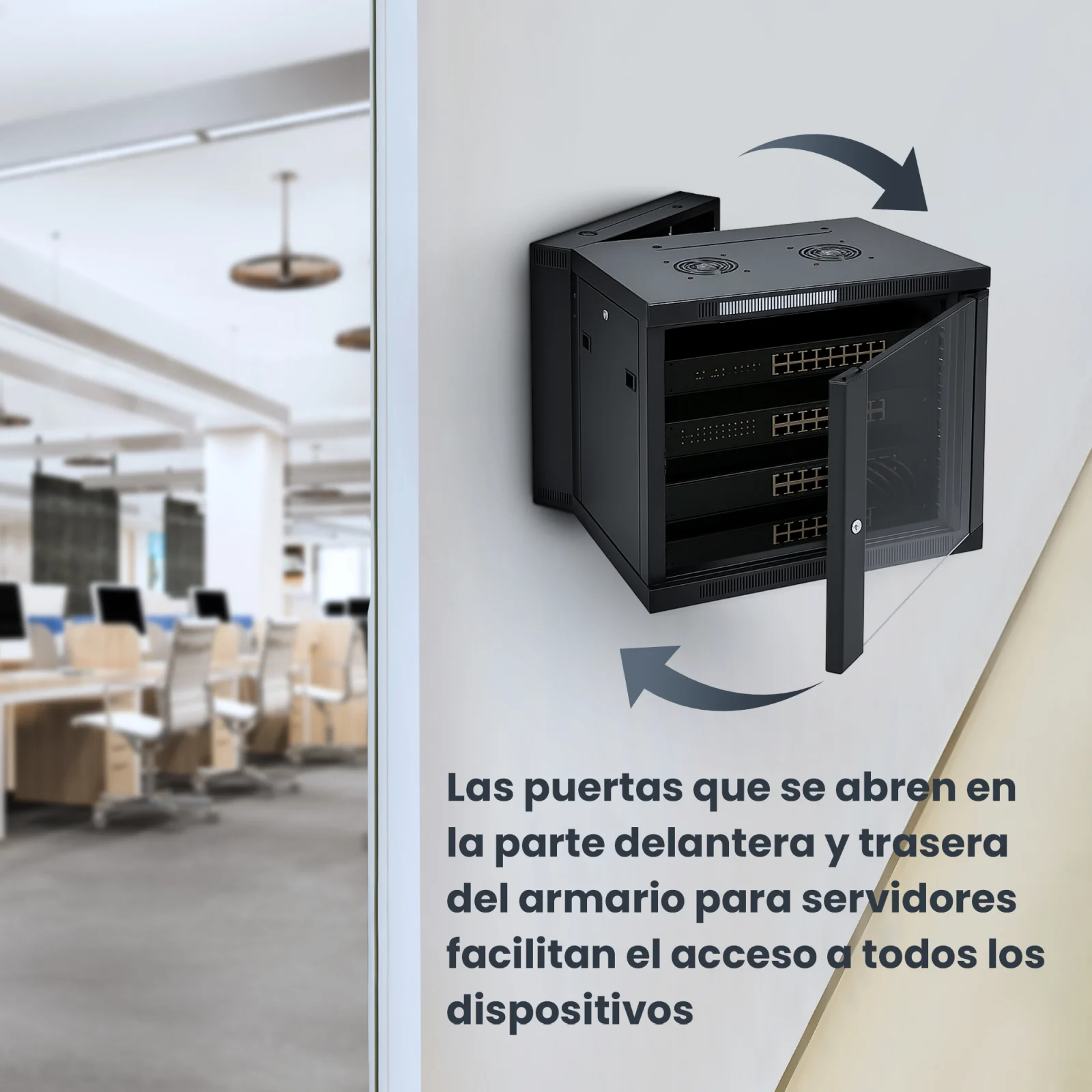 Extralink 12U 600x600 AZH Negro | armario rack | montaje en pared, doble secci&oacute;n