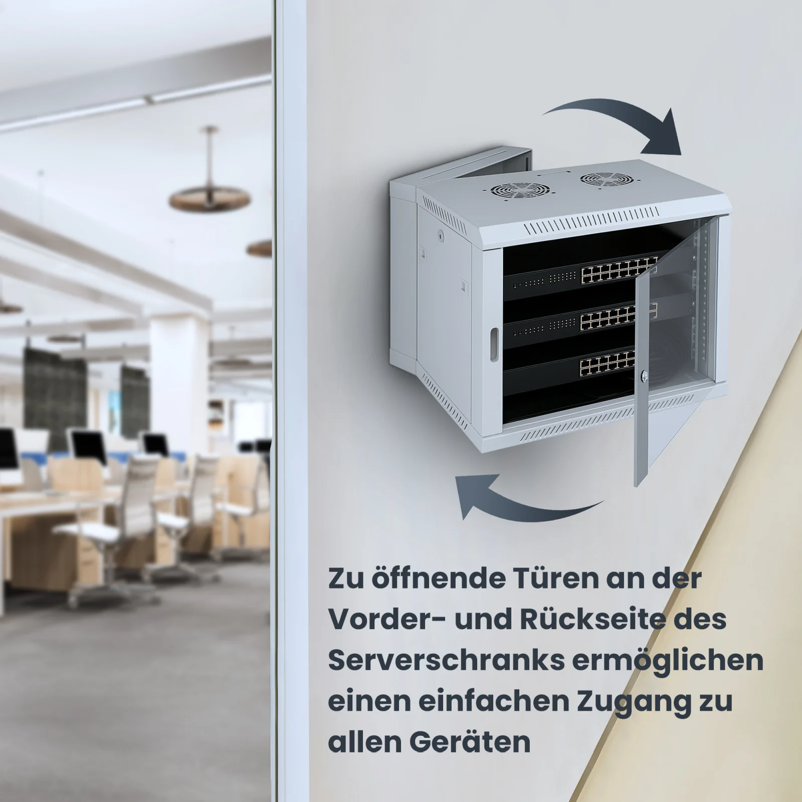 Extralink 12U 600x600 AZH grau | Rackschrank | Wandmontage, doppelwandig