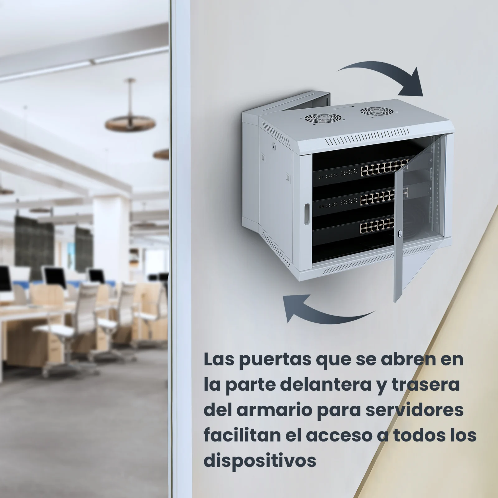 Extralink 12U 600x600 AZH gris | armario rack | montaje en pared, doble secci&oacute;n