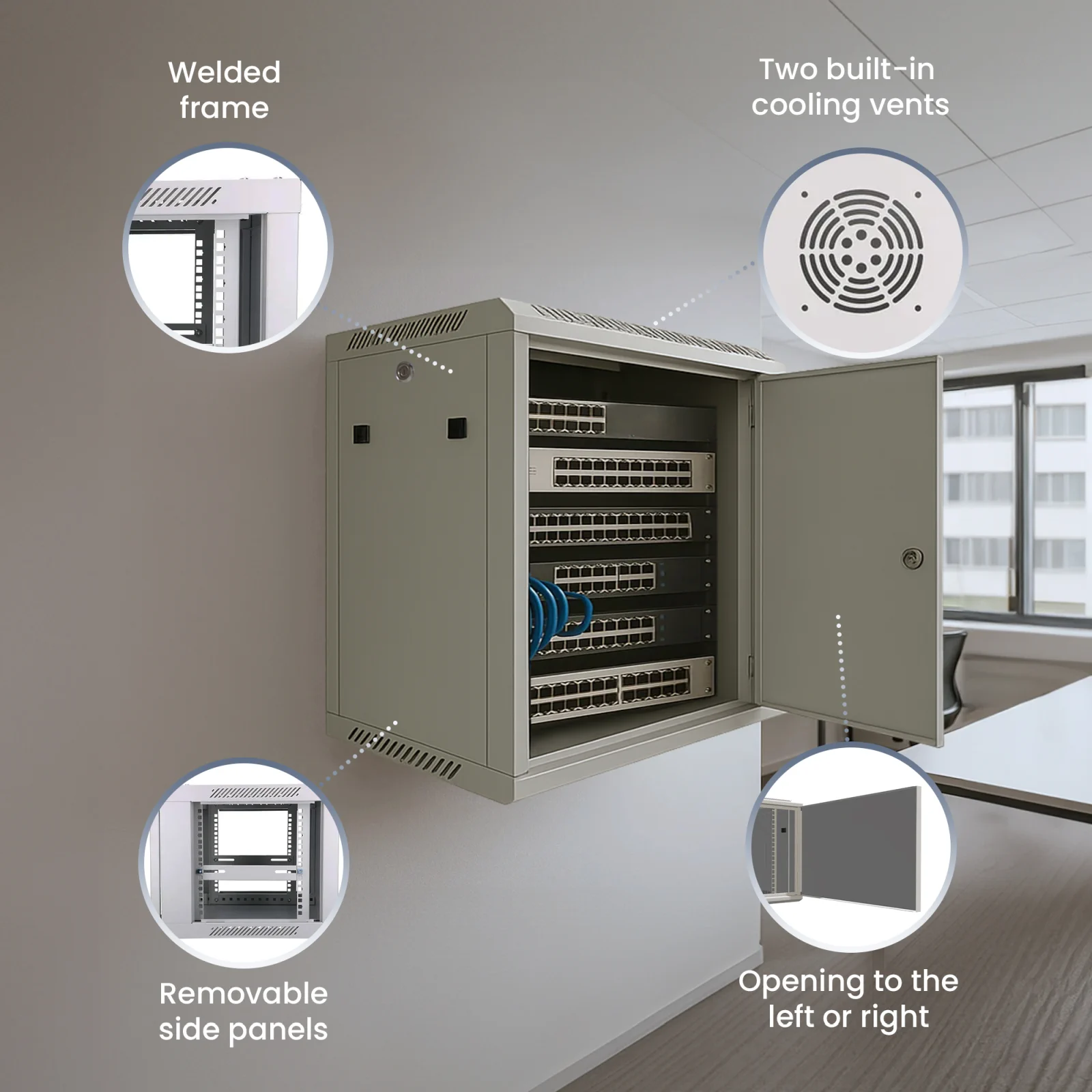 Extralink 9U 600x600 ASP Szara | Szafa rack | montowana na ścianie, drzwi blaszane pełne