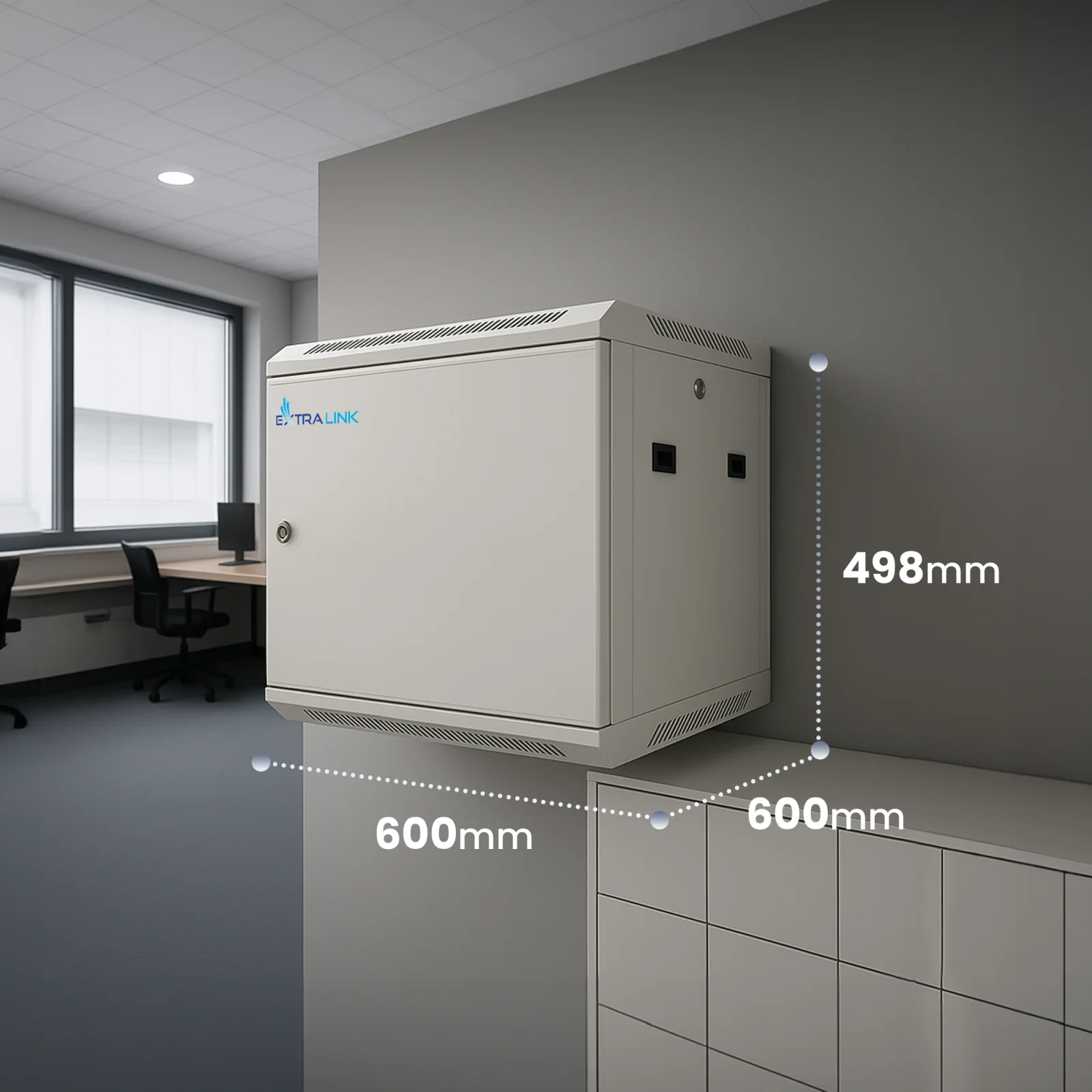 Extralink 9U 600x600 ASP Szara | Szafa rack | montowana na ścianie, drzwi blaszane pełne