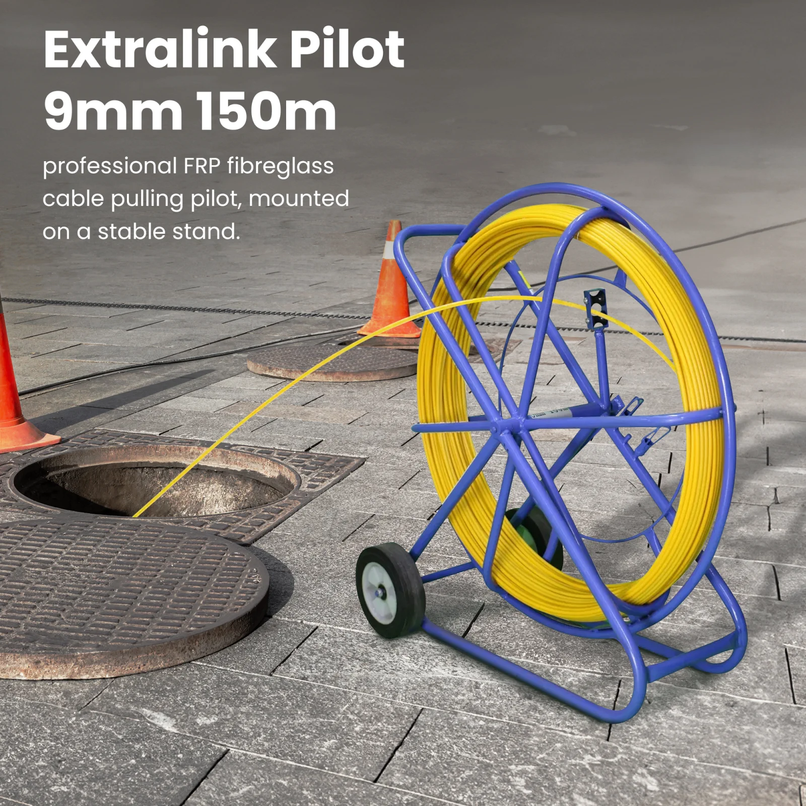 Extralink Pilot 9mm 150m | FRP fibra de vidrio, dia. 9mm, longitud 150m, amarillo
