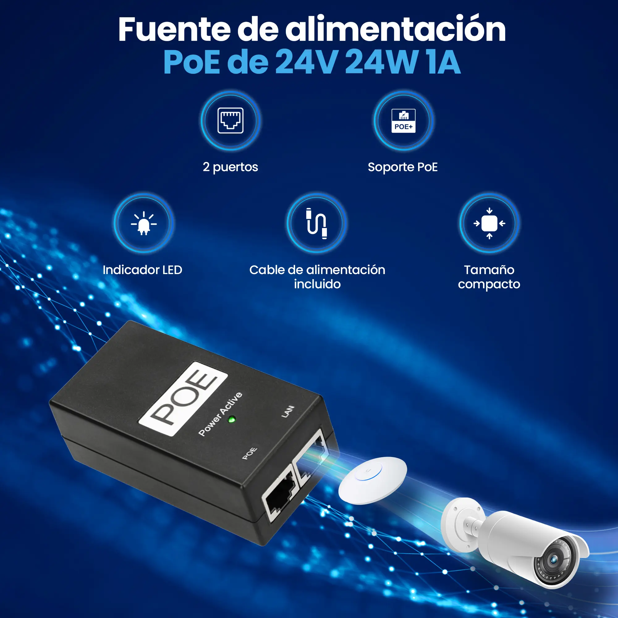 adaptador de corriente con cable ac 24v 1A 24W