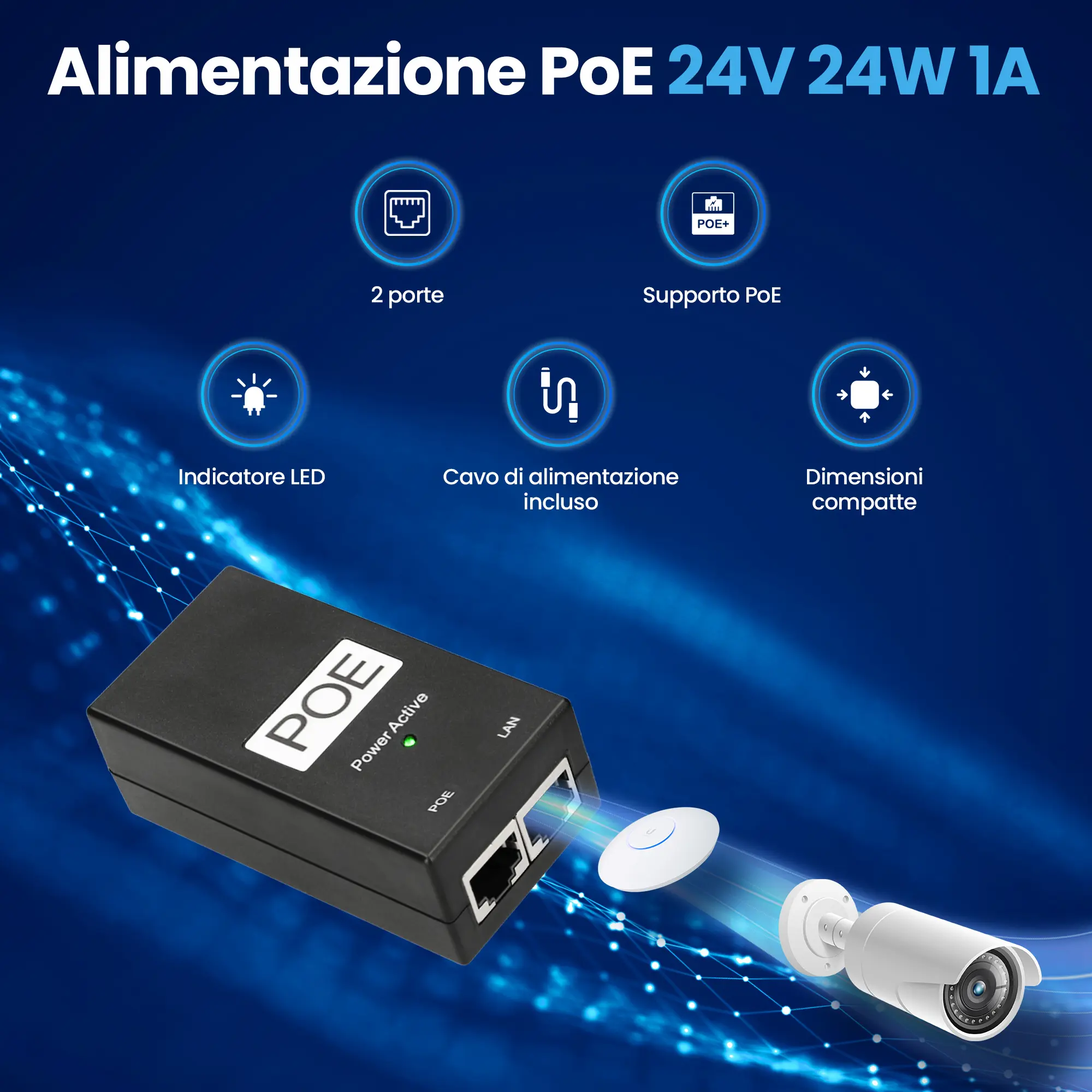 adattatore di alimentazione con cavo CA 24v 1A 24W