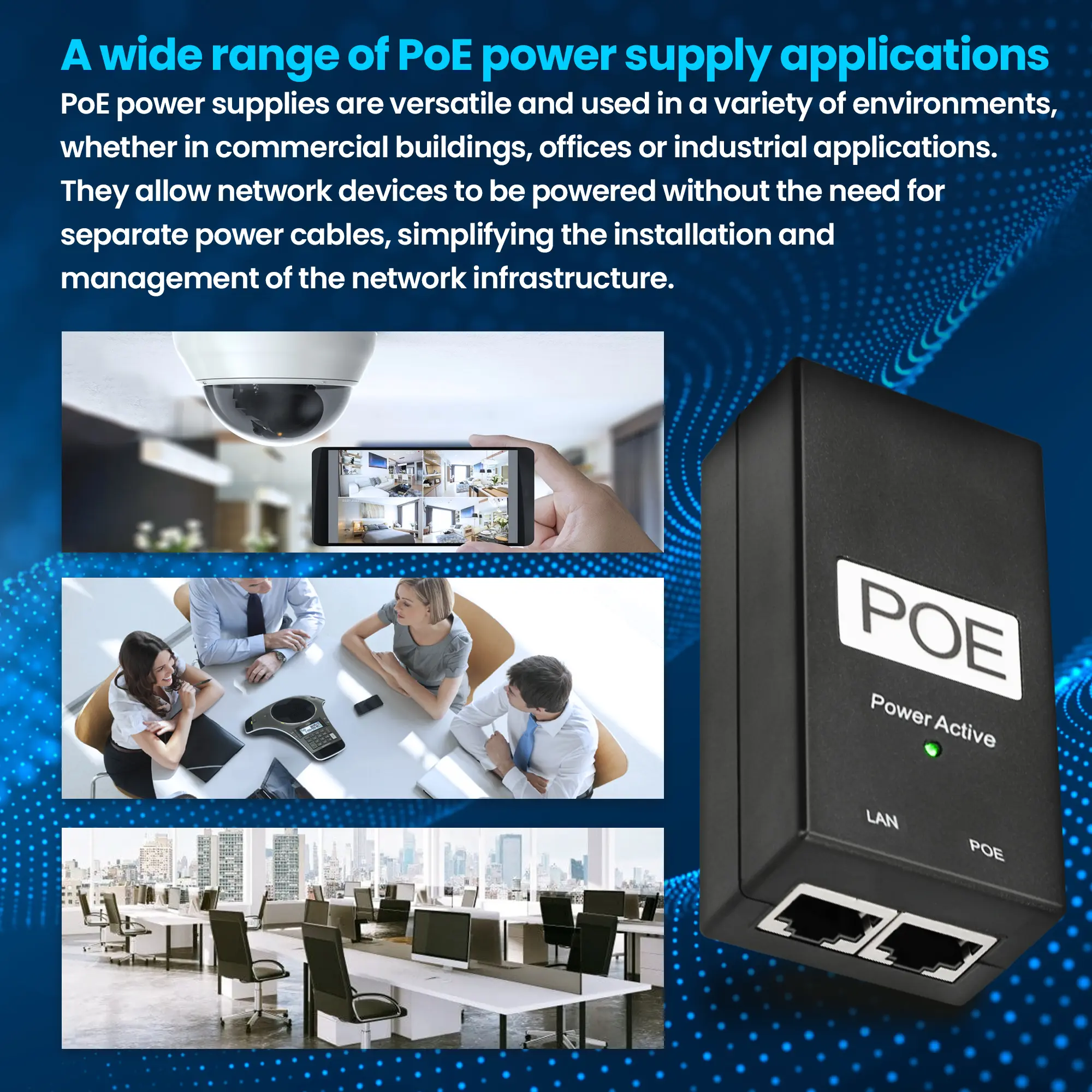 EXTRALINK POE-48-24W 48V 24W 0,5A NAPÁJECÍ ADAPTÉR SE STŘÍDAVÝM KABELEM