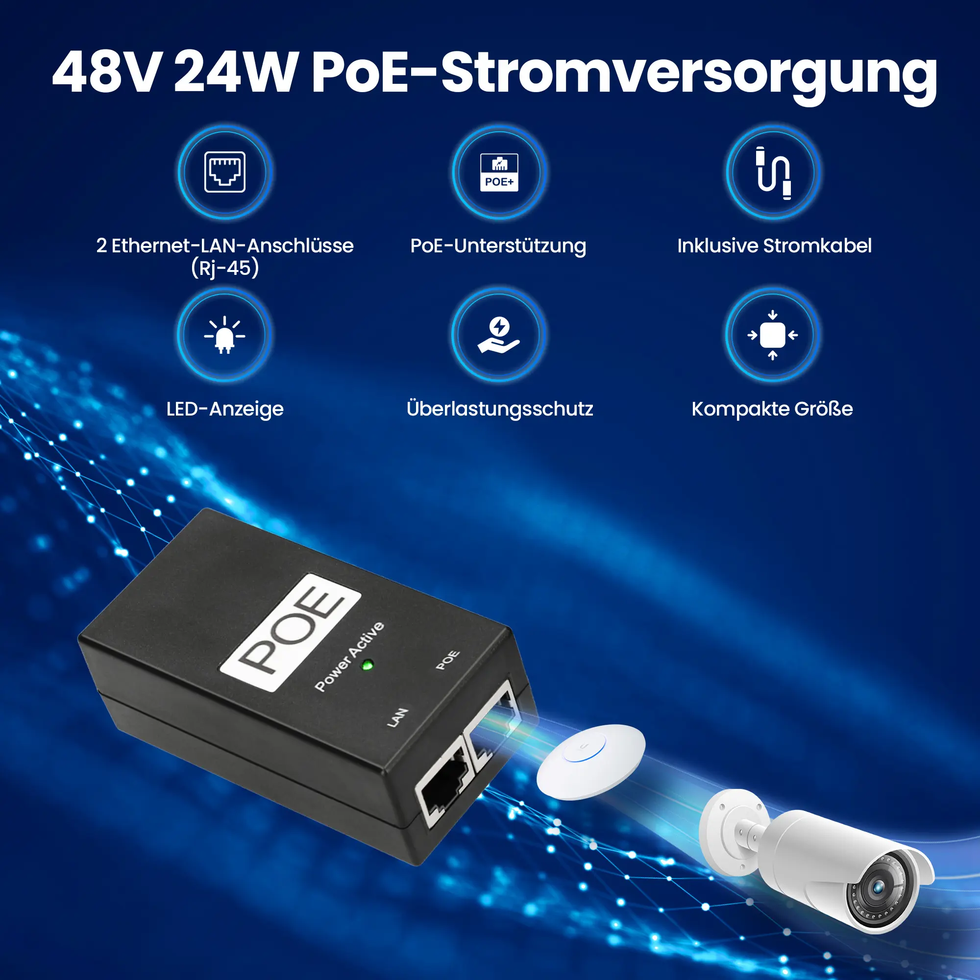 EXTRALINK POE-48-24W 48V 24W 0.5A NETZTEIL MIT NETZKABEL