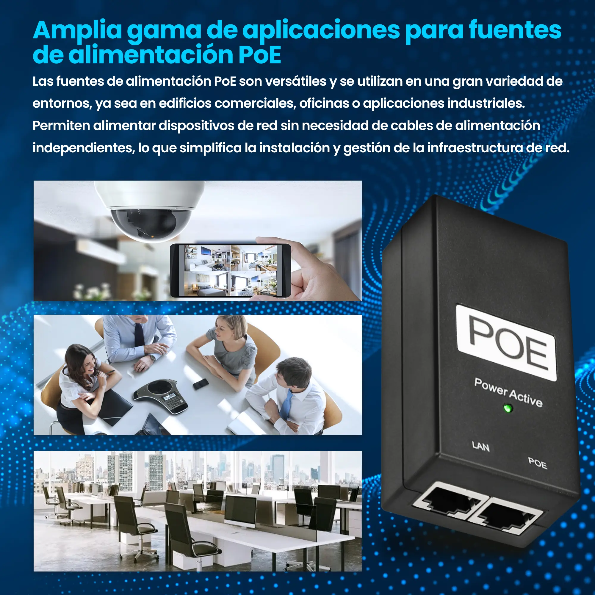 EXTRALINK POE-48-24W ADAPTADOR DE CORRIENTE 48V 24W 0,5A CON CABLE AC