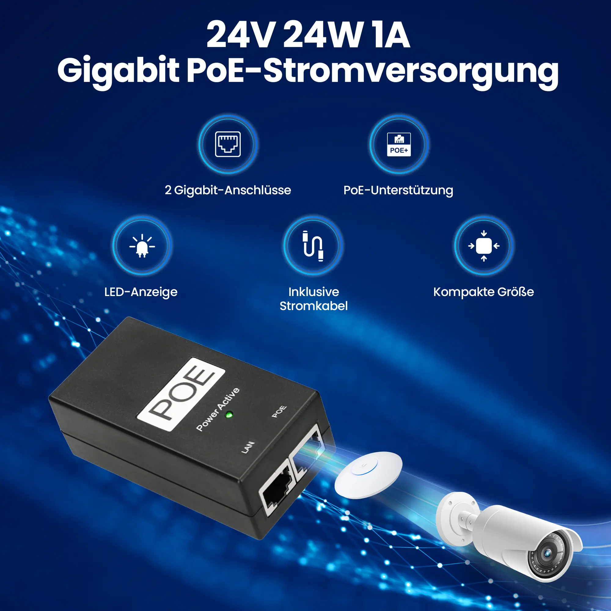 Netzadapter mit Netzkabel 24v 1A 24W