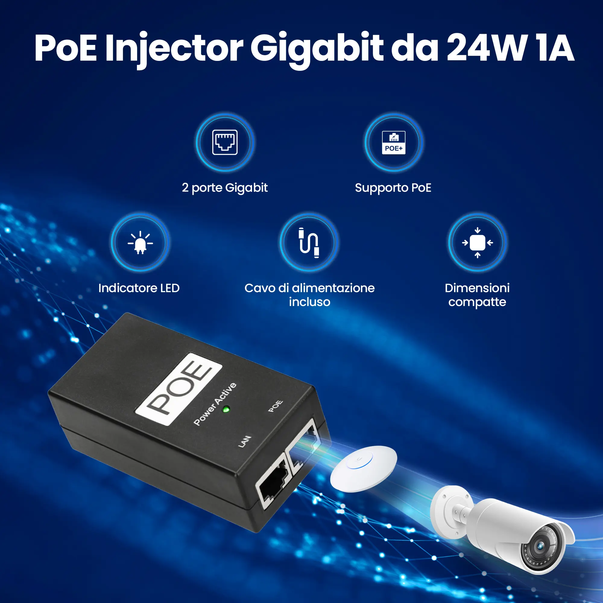 adattatore di alimentazione con cavo CA 24v 1A 24W