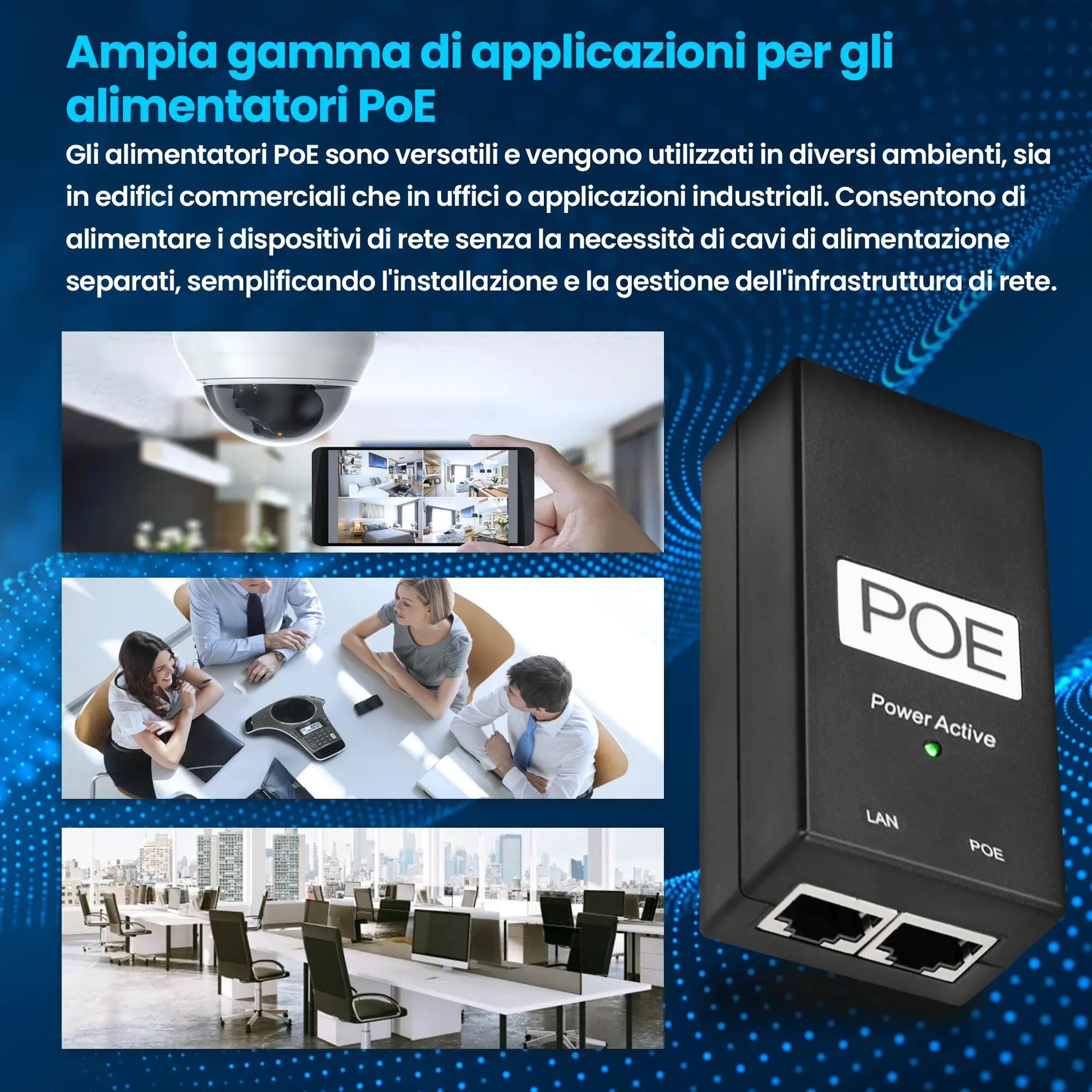 EXTRALINK POE-24-24W-G ADATTATORE DI ALIMENTAZIONE GIGABIT 24V 24W 1A CON CAVO CA