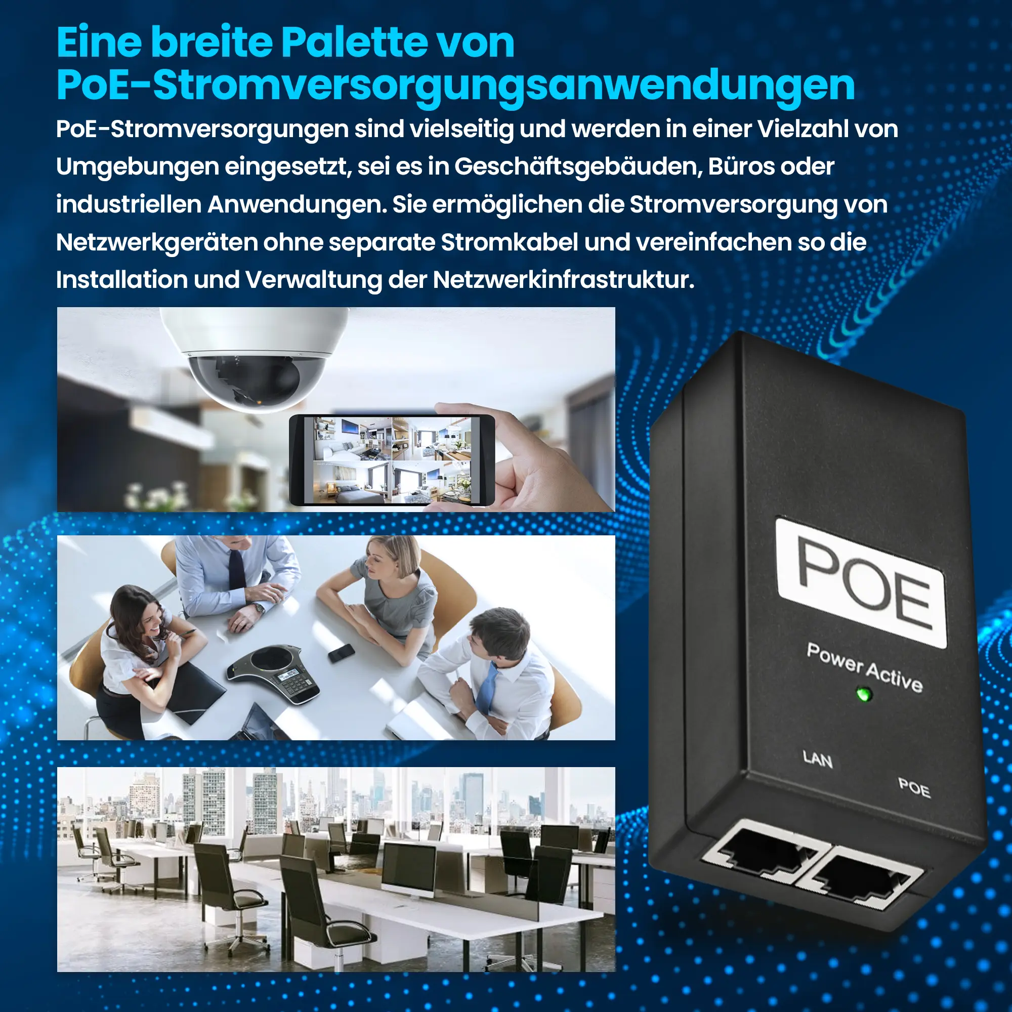 EXTRALINK POE-48-24W-G 48V 24W 0.5A GIGABIT STROMADAPTER MIT AC KABEL 802.3AF/AT