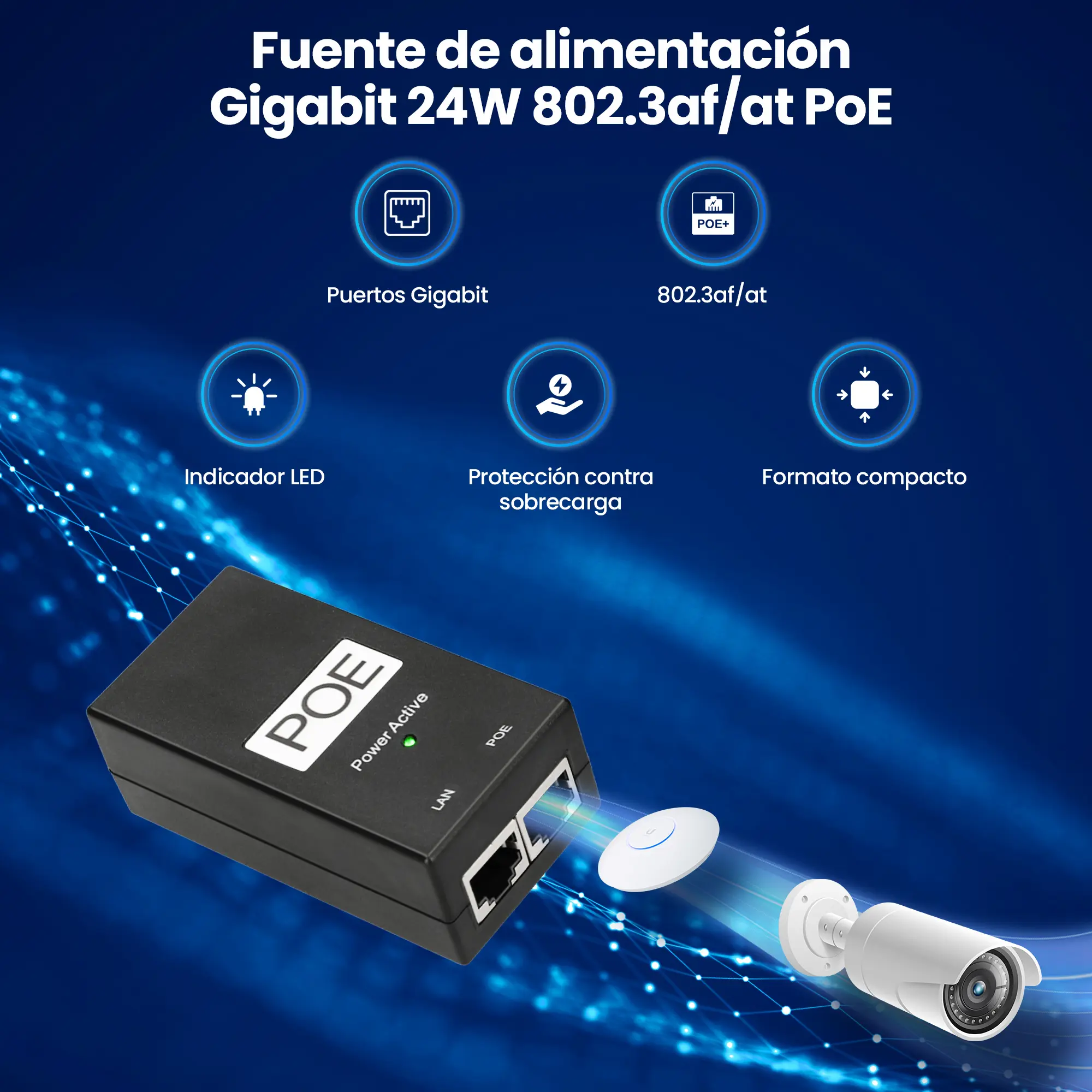 adaptador de corriente con cable ac 48v 0.5A 24W