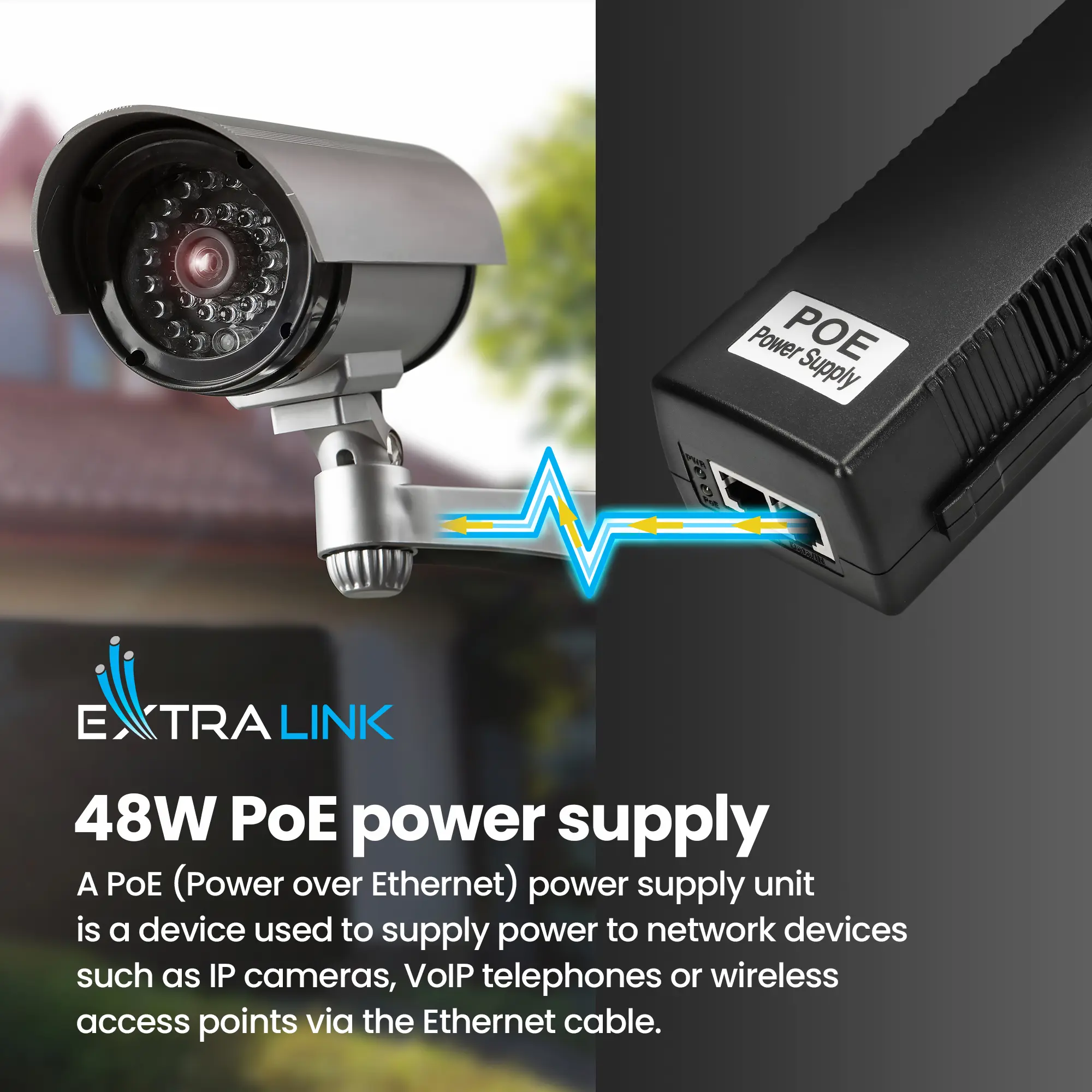 EXTRALINK POE-48-48W 48V 48W 1A GIGABIT STROMADAPTER MIT AC KABEL 802.3AF/AT