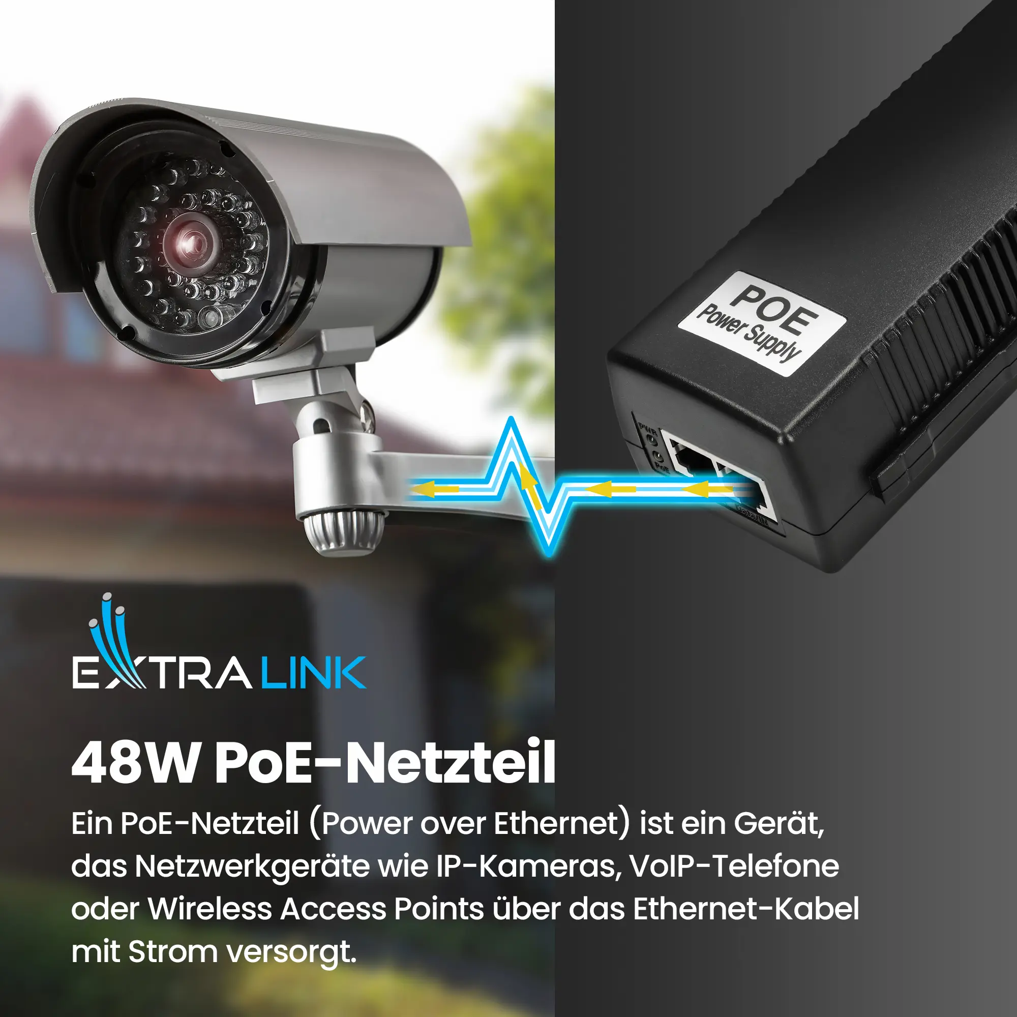 EXTRALINK POE-48-48W 48V 48W 1A GIGABIT STROMADAPTER MIT AC KABEL 802.3AF/AT