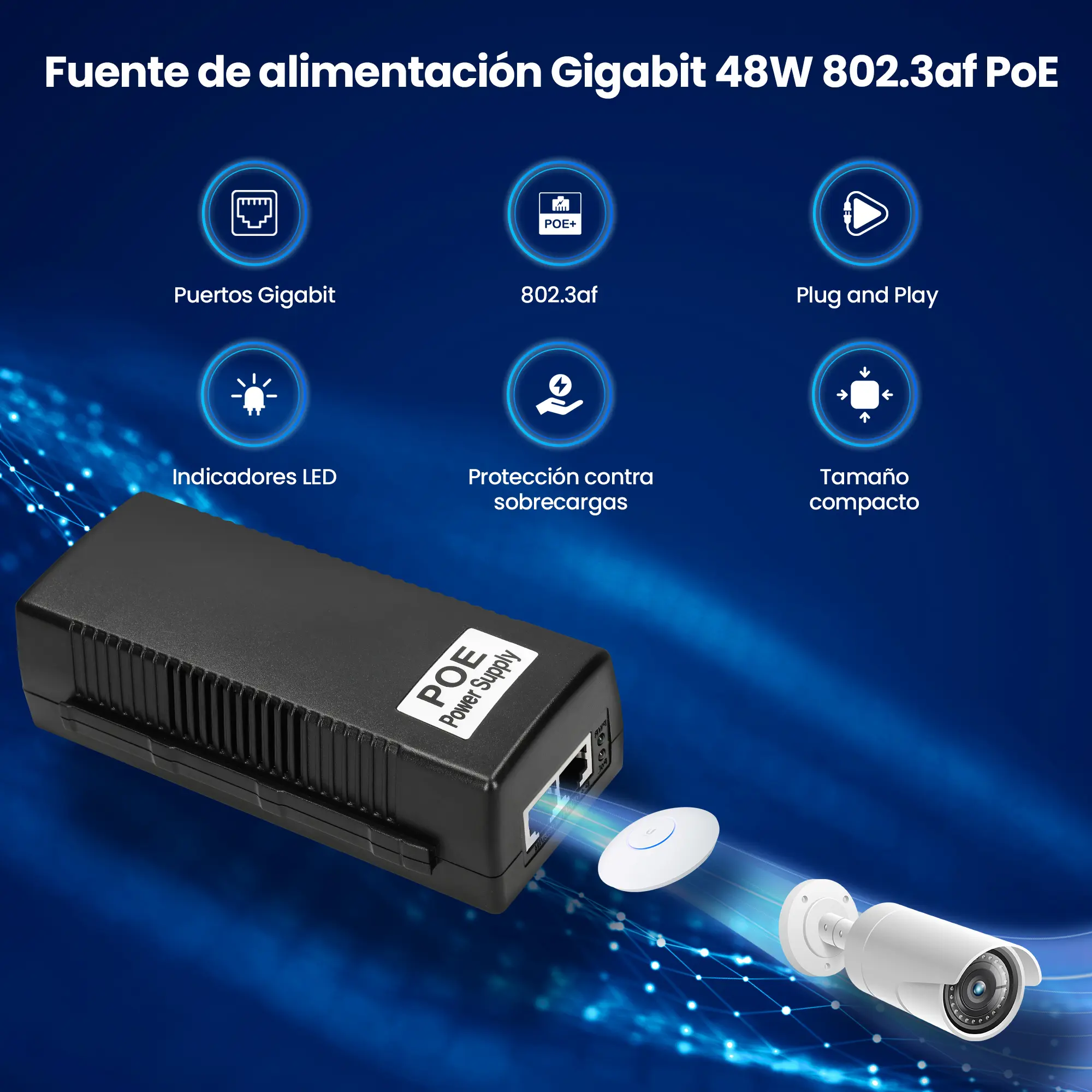 Fuente de alimentación poe 48v 1A 48W