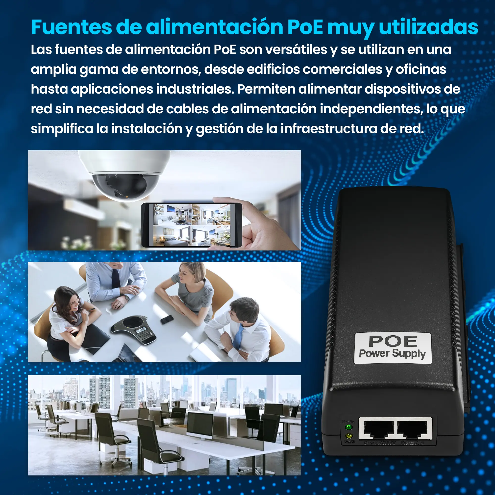 EXTRALINK POE-48-48W 48V 48W 1A ADAPTADOR DE CORRIENTE GIGABIT CON CABLE AC 802.3AF/AT