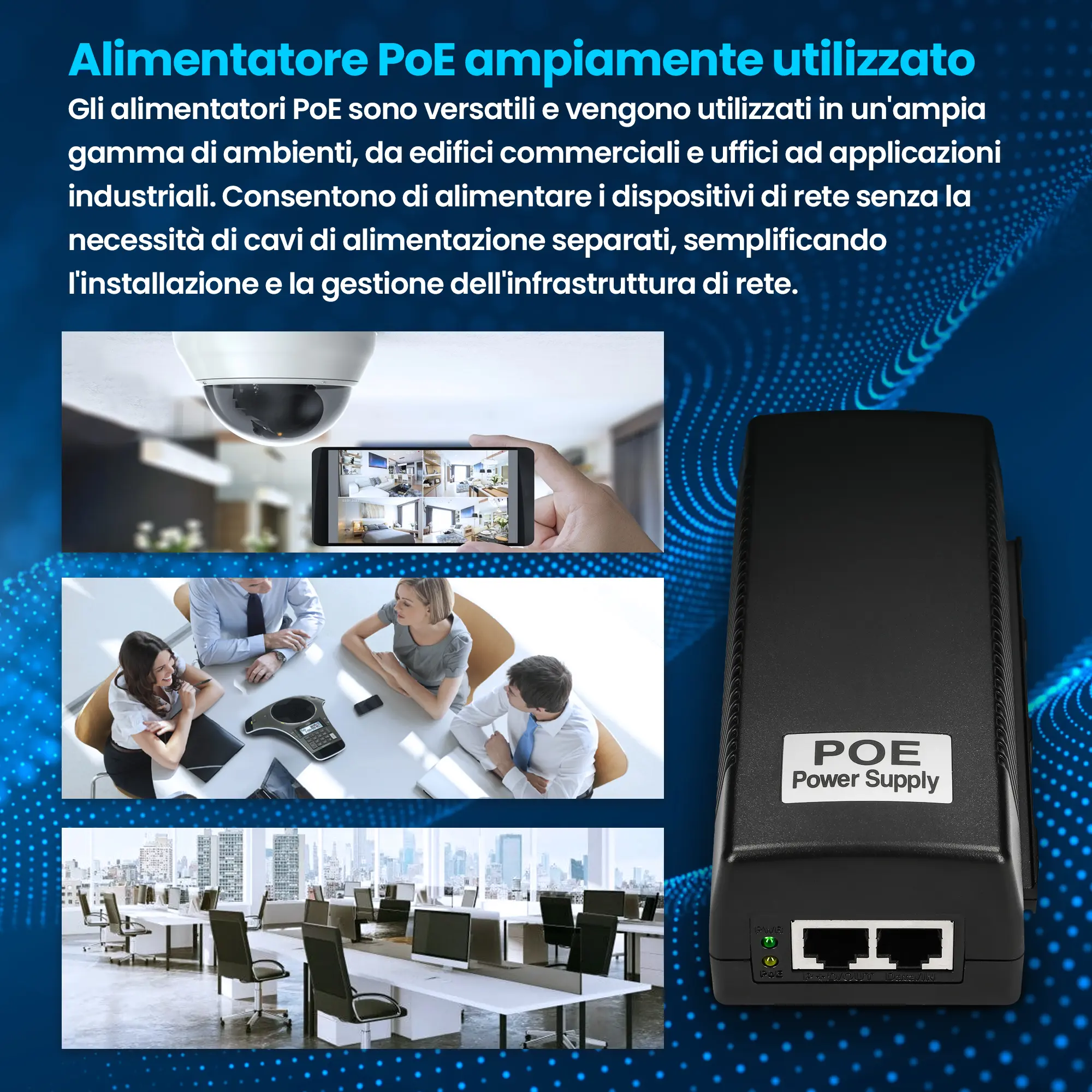 EXTRALINK POE-48-48W 48V 48W 1A ADATTATORE DI ALIMENTAZIONE GIGABIT CON CAVO AC 802.3AF/AT