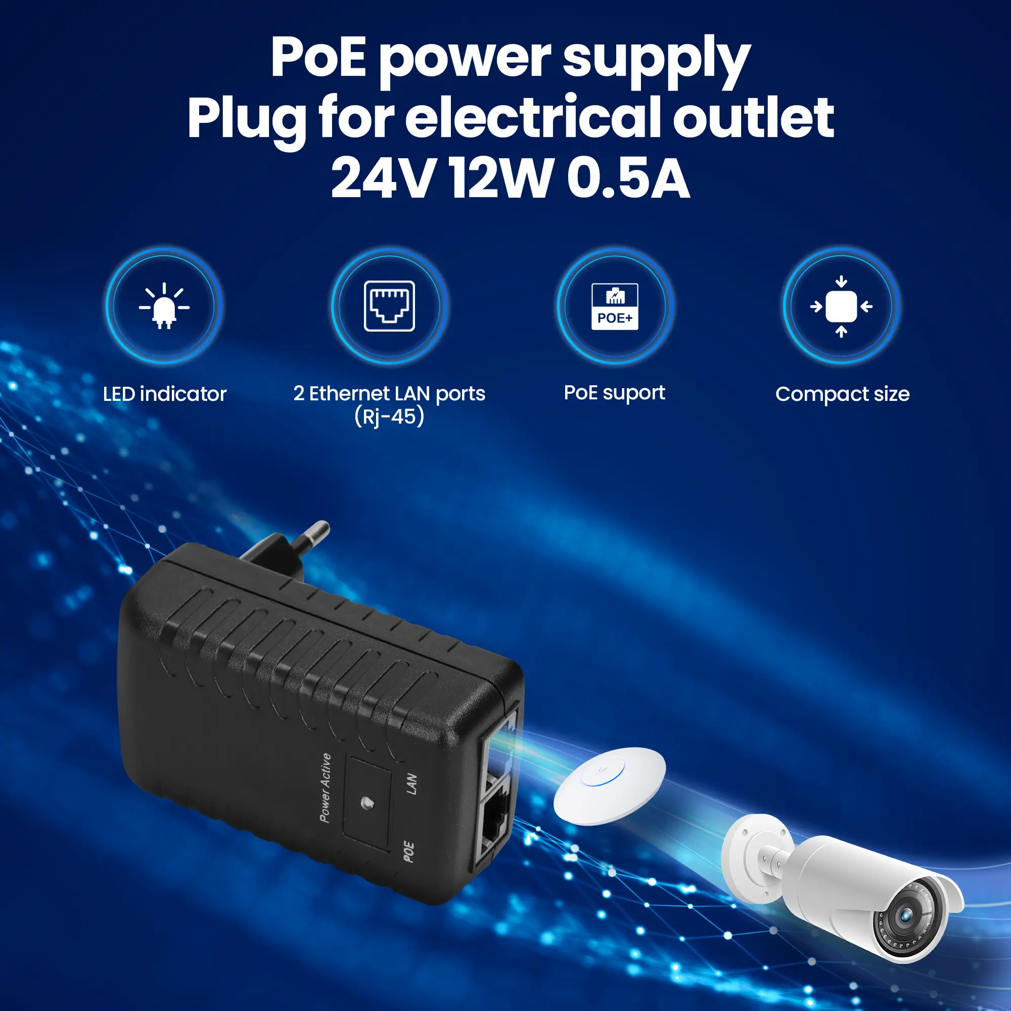 alimentatore poe 24v 0,5A 12W