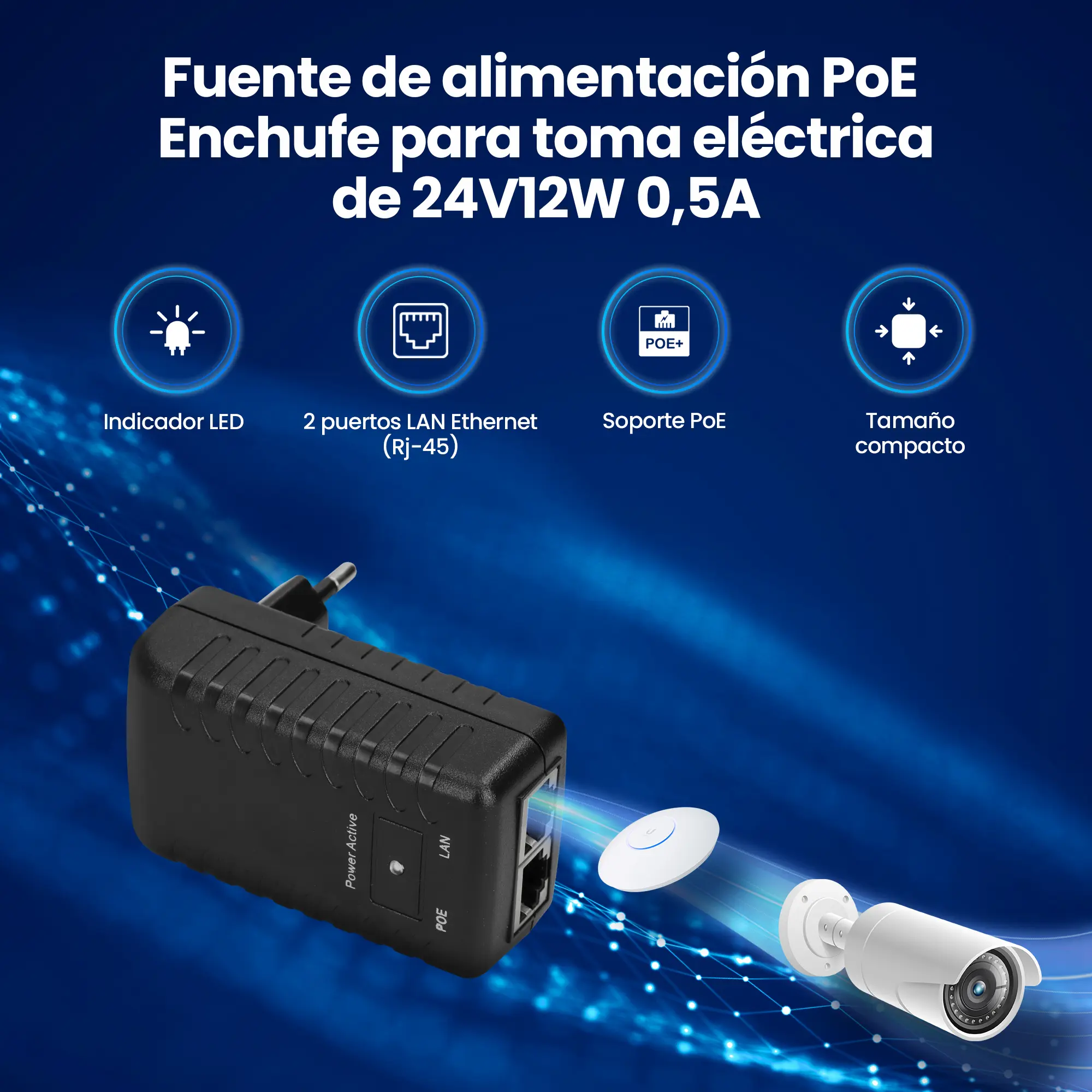 fuente de alimentación poe 24v 0,5A 12W