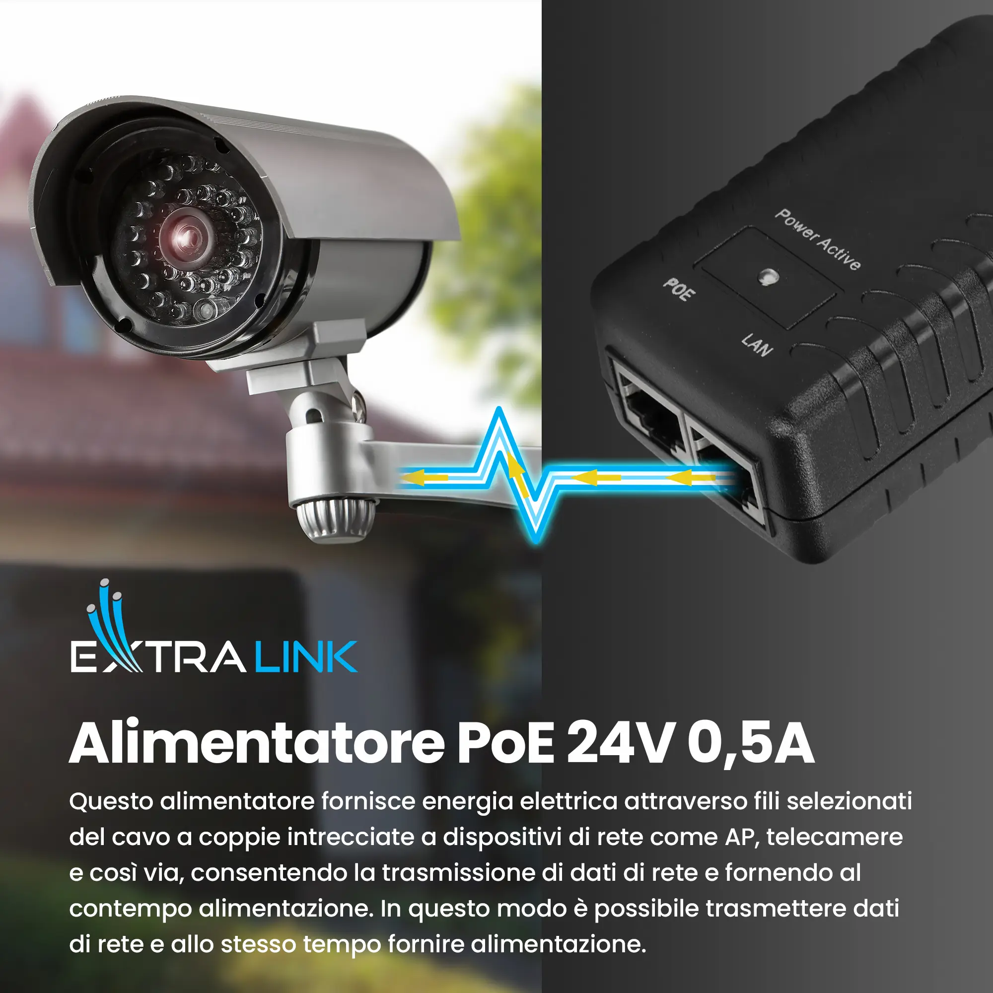 EXTRALINK POE-24-12W 24V 12W 0,5A ADATTATORE DI ALIMENTAZIONE A PARETE