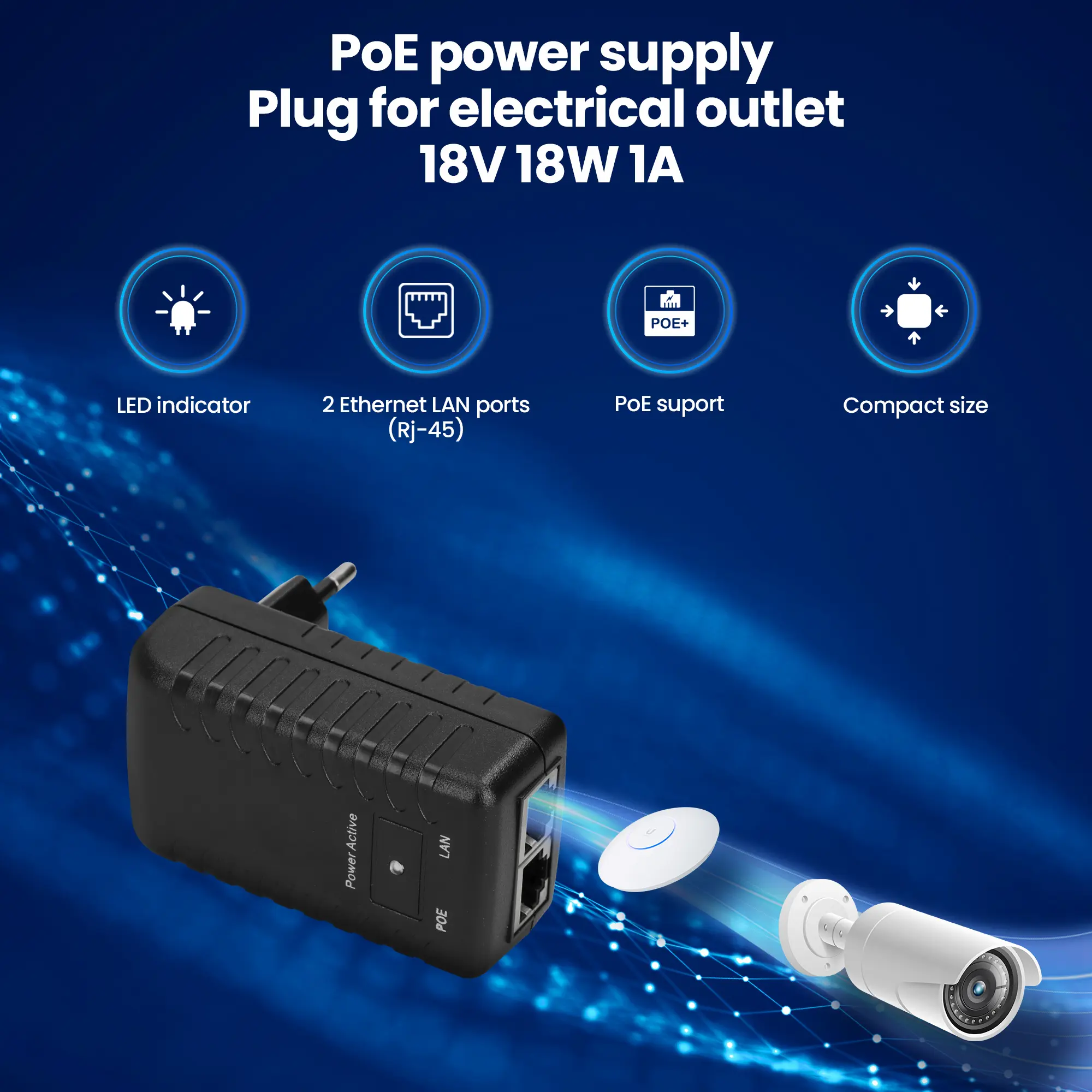 zasilacz poe 18v 1A 18W