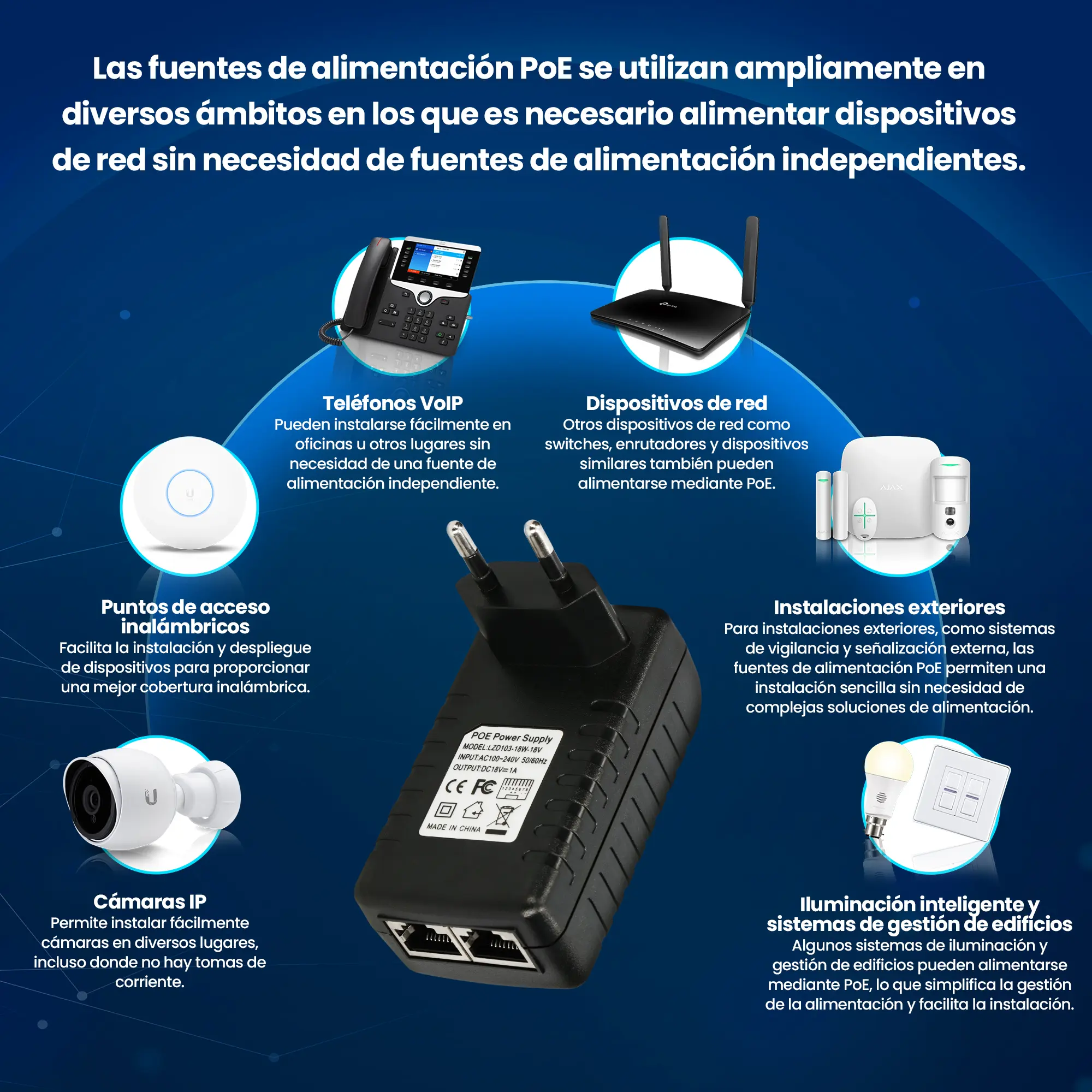 EXTRALINK POE-18-18W 18V 18W 1A ADAPTADOR DE CORRIENTE ENCHUFE DE PARED