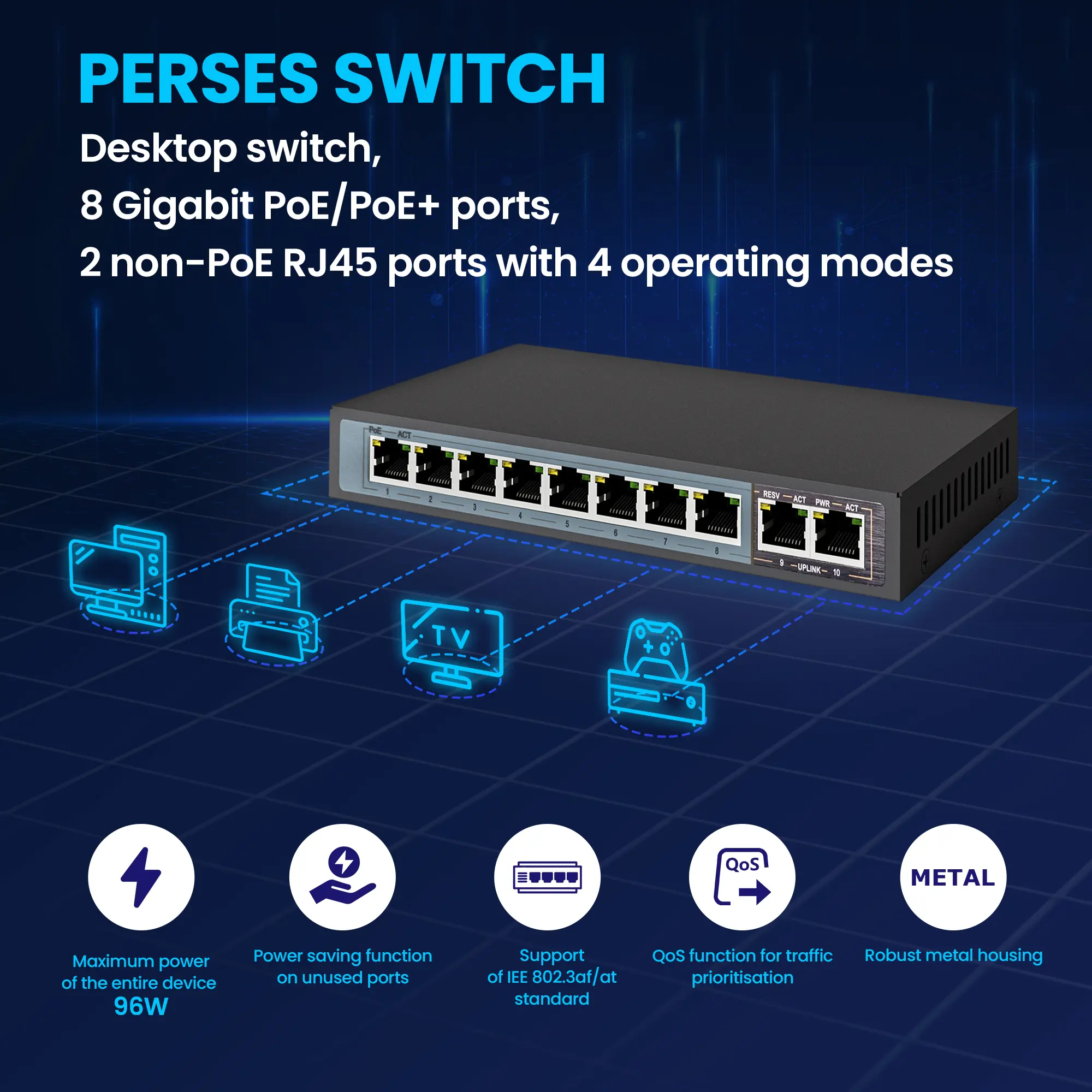 Extralink Perses Poe switch cctv batna24