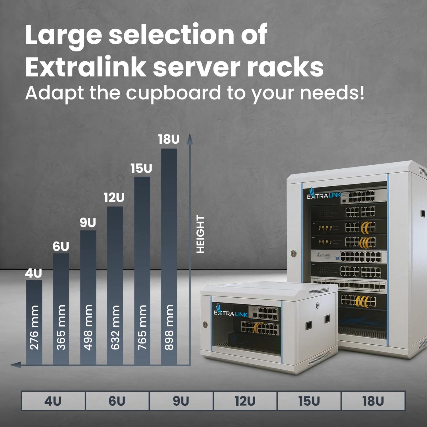Extralink 15U 600x600 Grey | rack cabinet | wall-mounted.