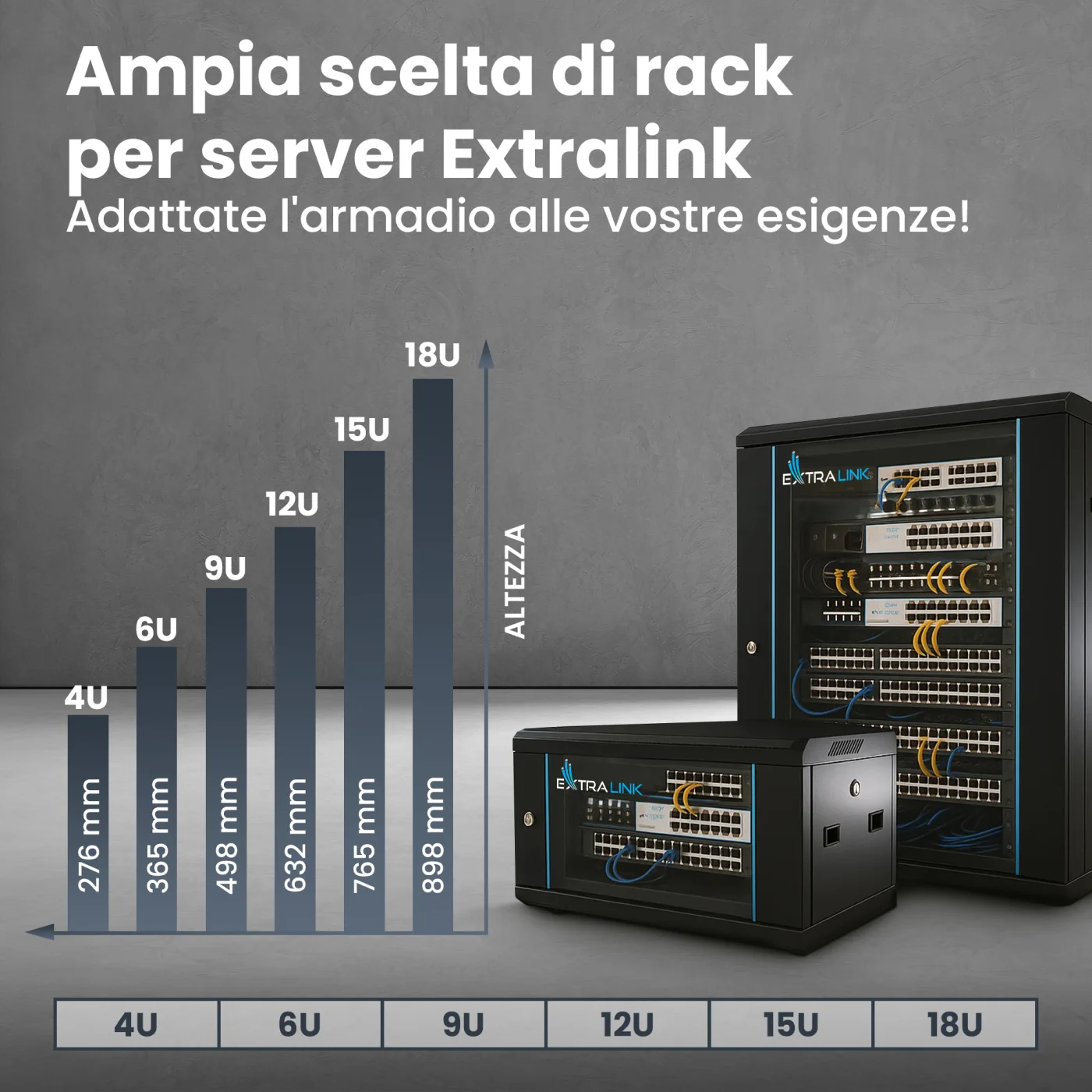 Extralink 18U 600x450 Nero | armadio rack | montaggio a parete