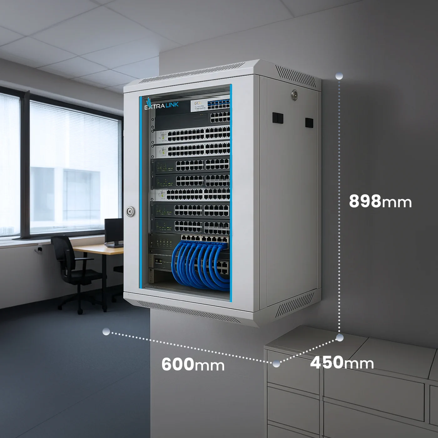Extralink 18U 600x450 gris | armario rack | mural