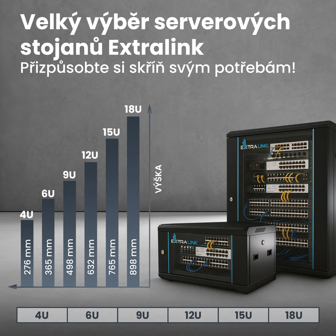 Extralink 15U 600x450 Black | rackov&aacute; skř&iacute;ň | mont&aacute;ž na stěnu