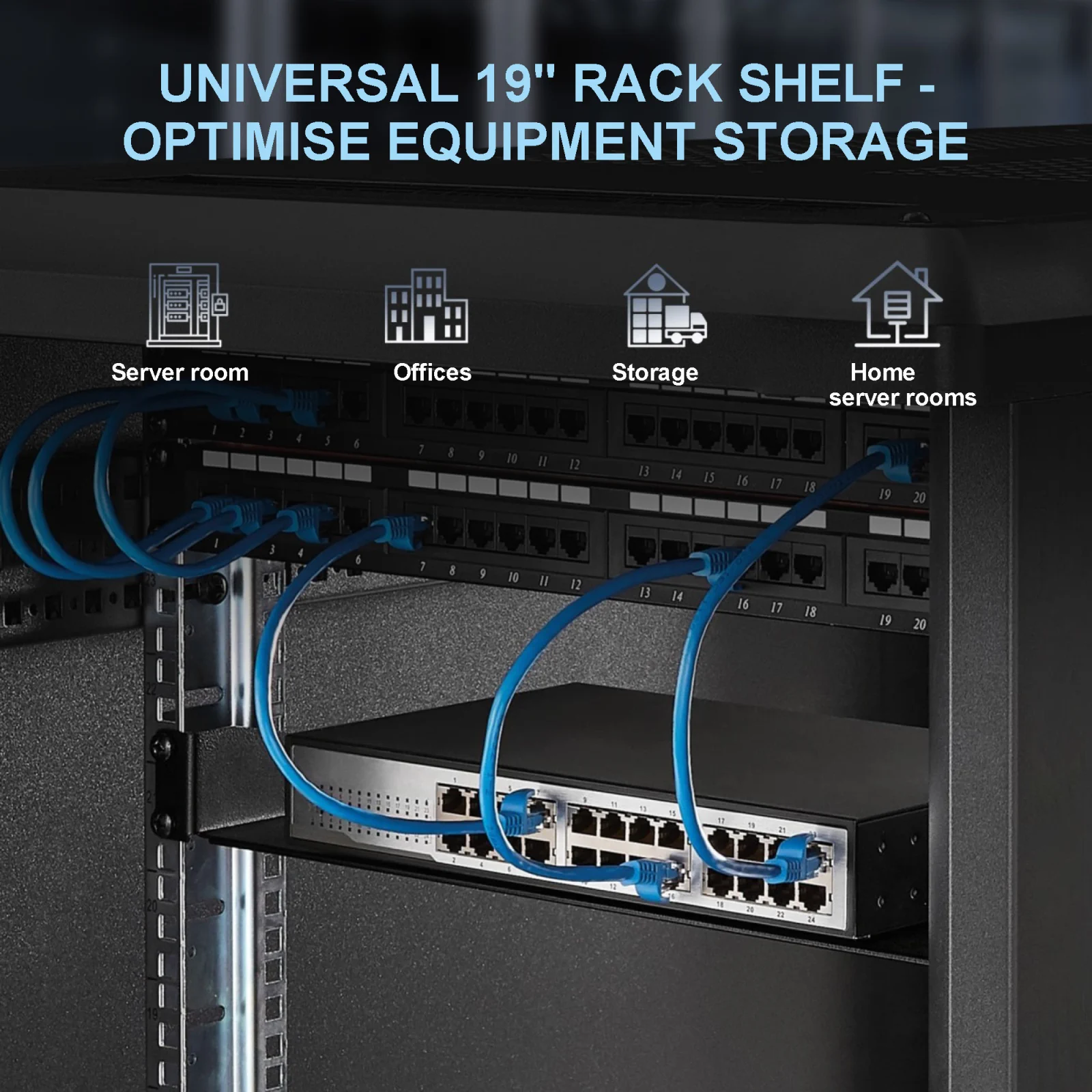 Extralink 1U 350mm Czarna | Półka | 19