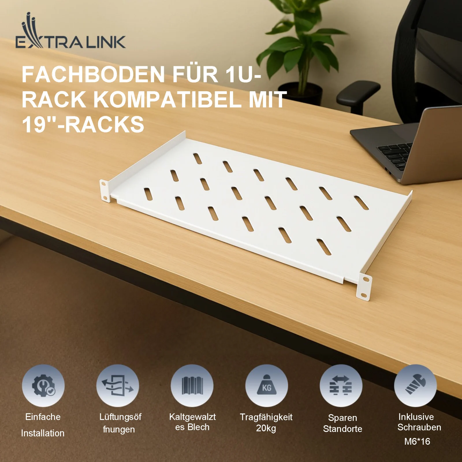 Extralink 1U 350mm grau | Fachboden | 19