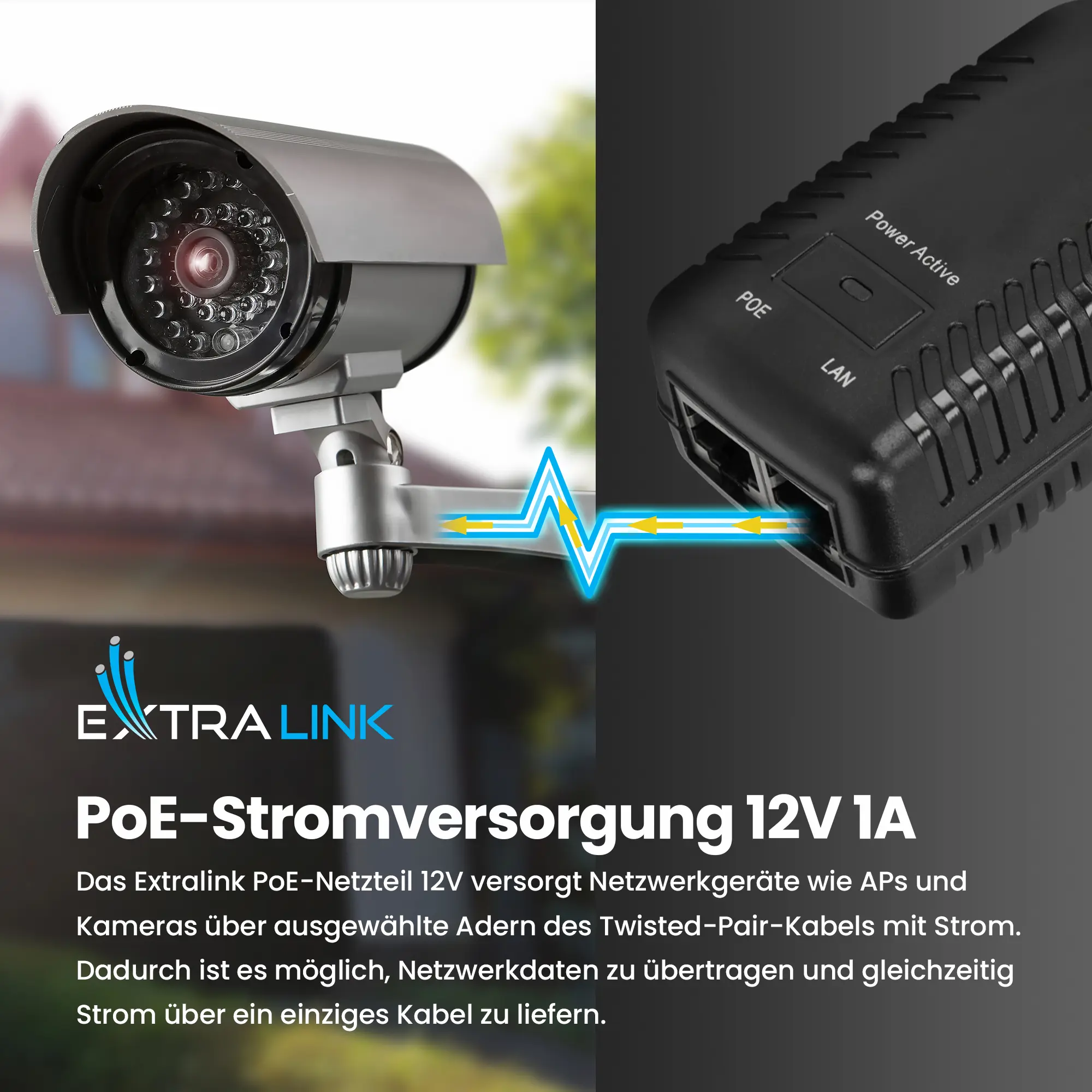 EXTRALINK POE-12-12W 12V 12W 1A STROMADAPTER STECKER