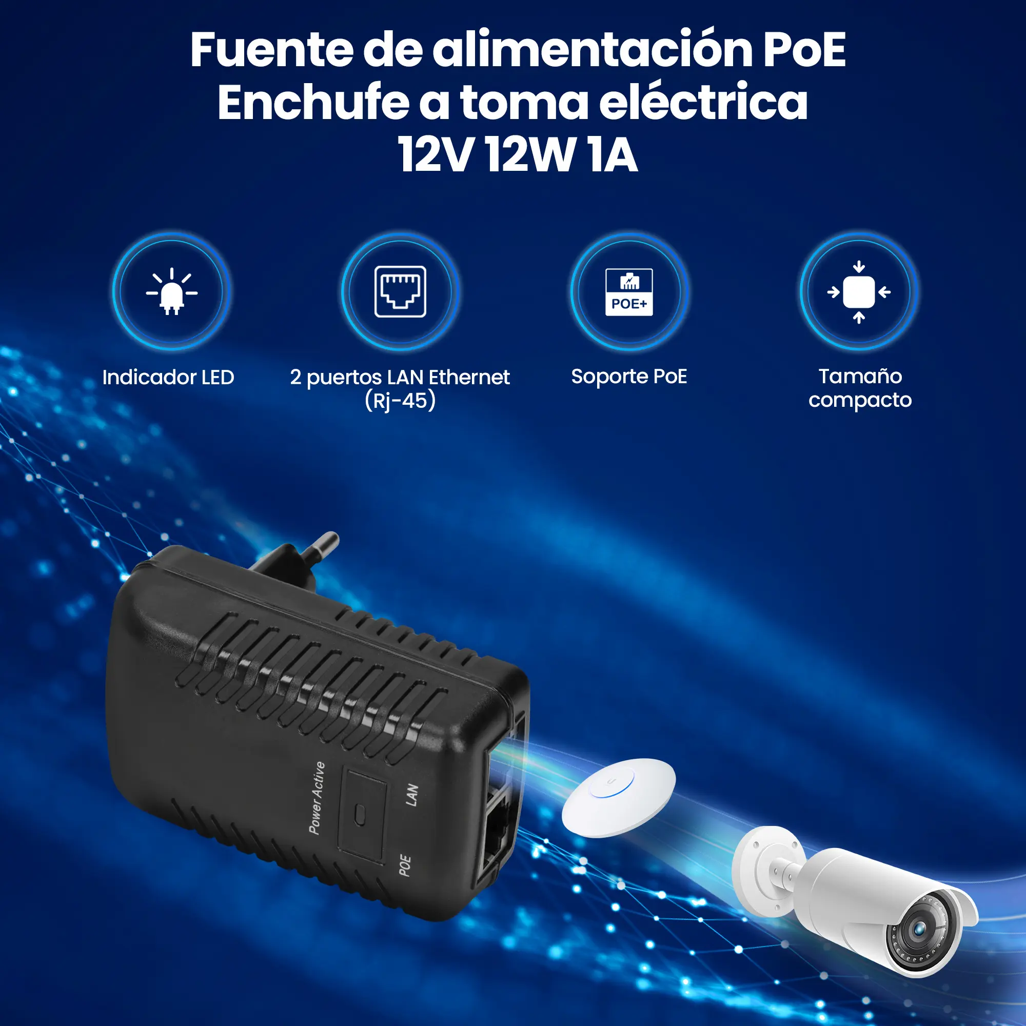 fuente de alimentación poe 12v 1A 12W