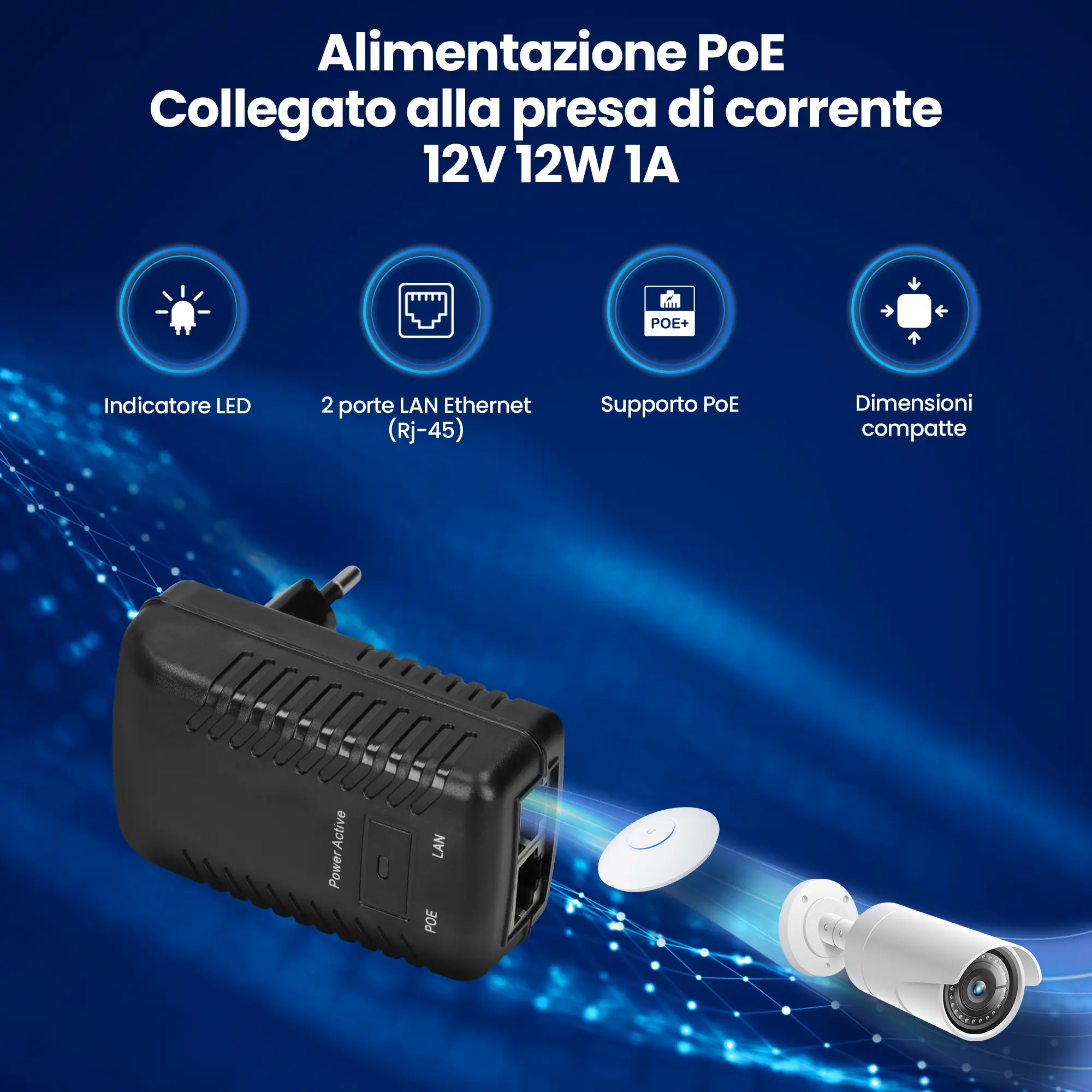 alimentatore poe 12v 1A 12W