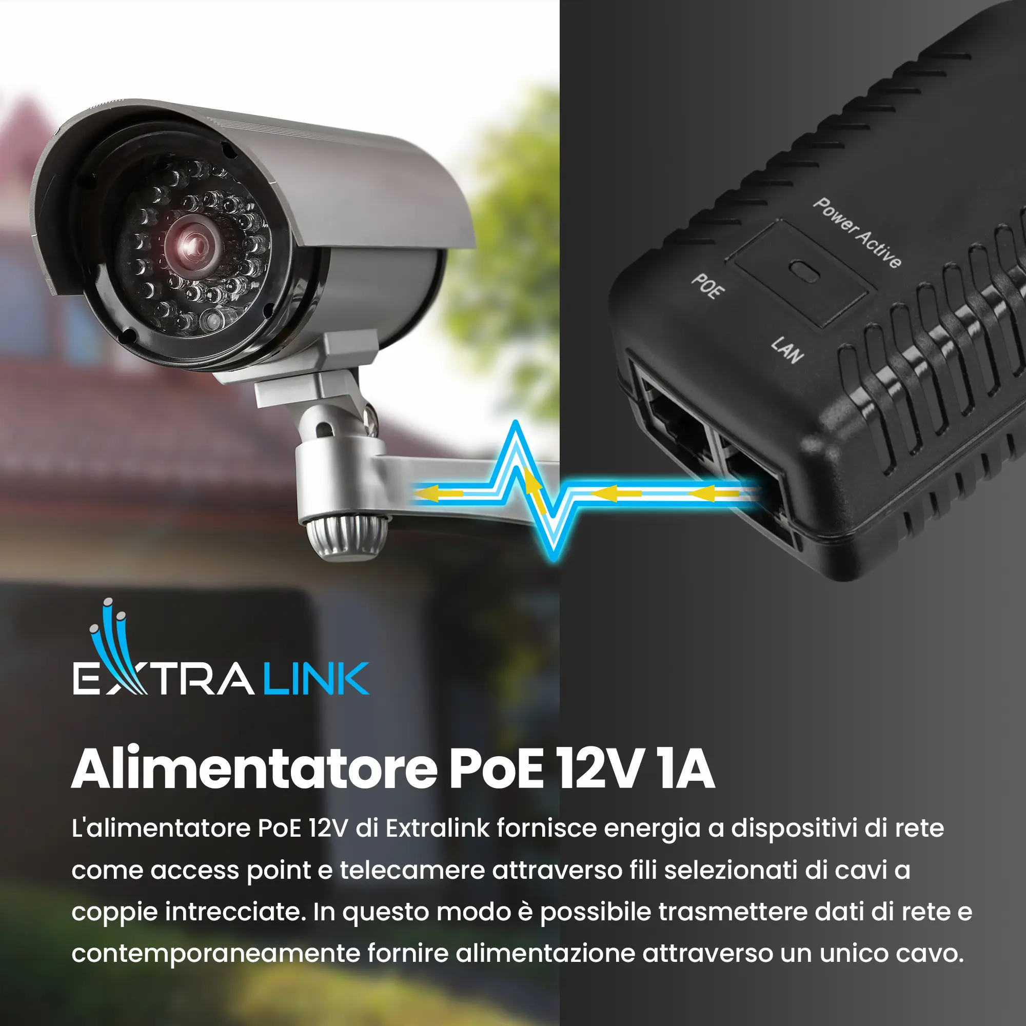 EXTRALINK POE-12-12W 12V 12W 1A ADATTATORE DI ALIMENTAZIONE A PARETE