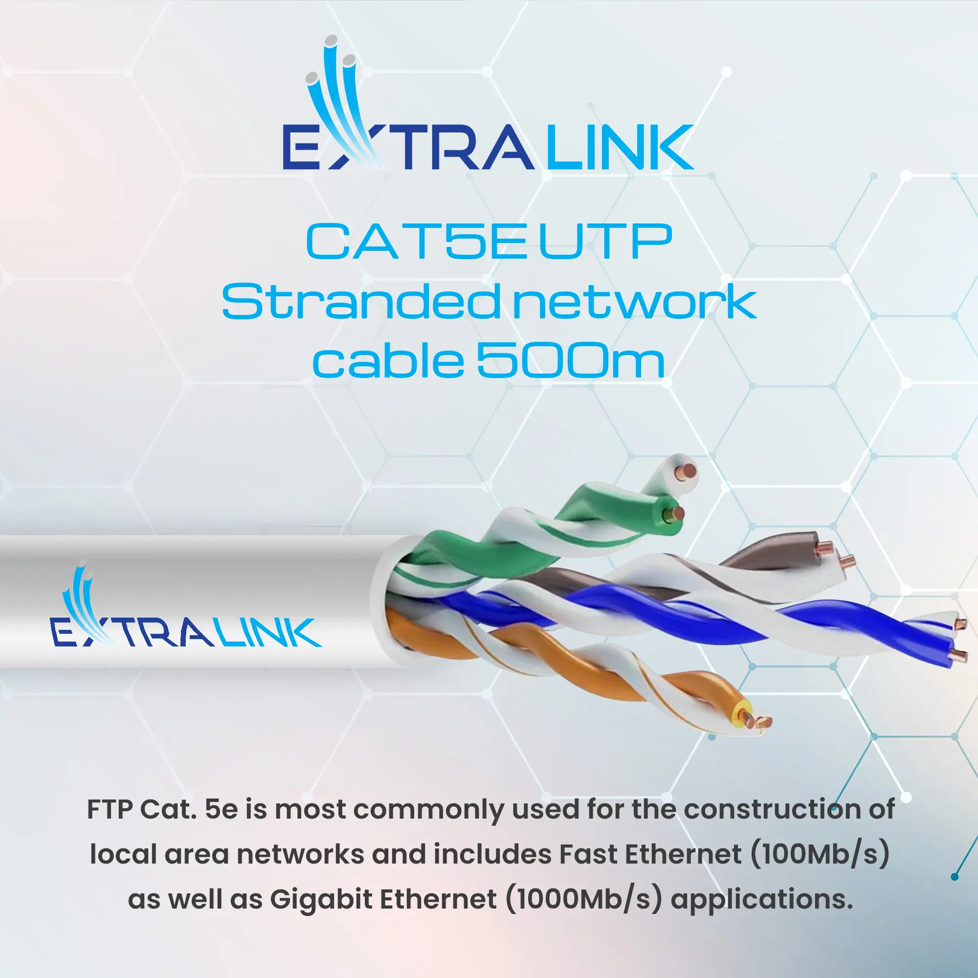 EXTRALINK CAT5E UTP (U / UTP) V2 VNITŘNÍ TWISTED PÁR 500M
