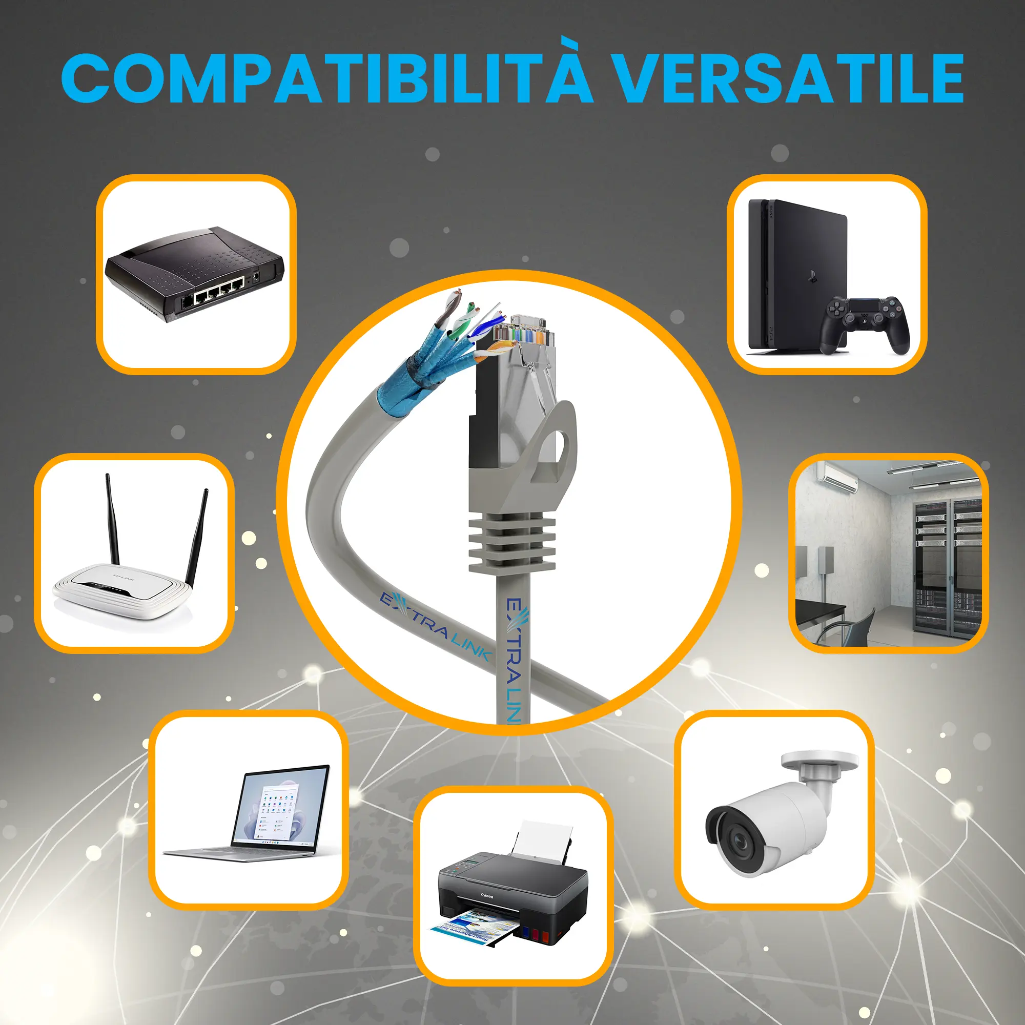 EXTRALINK CAT6A FTP (F/FTP) DOPPINO INTRECCIATO PER INTERNI 500M